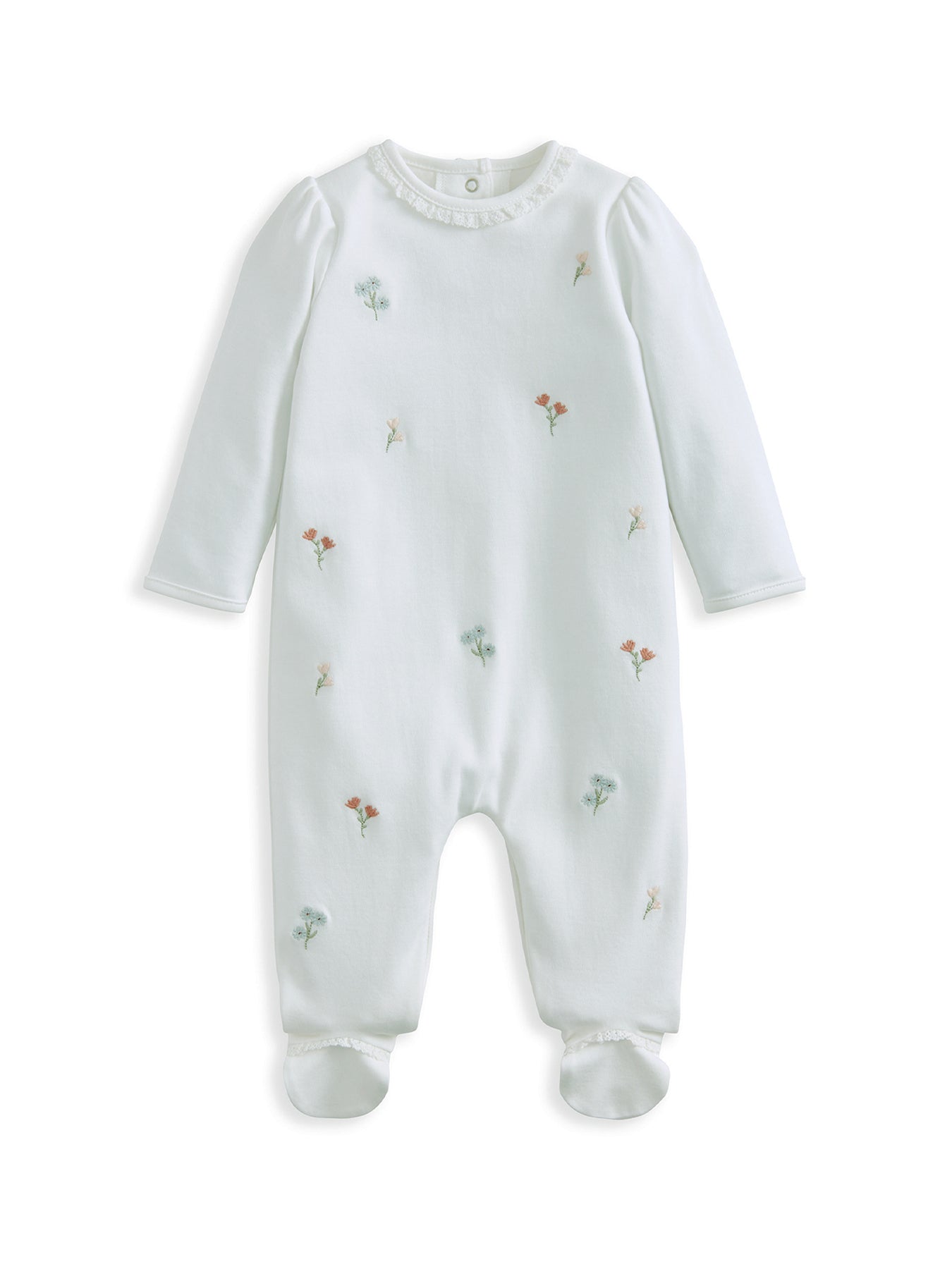 Baby Embroidered Flower All-In-One Pink