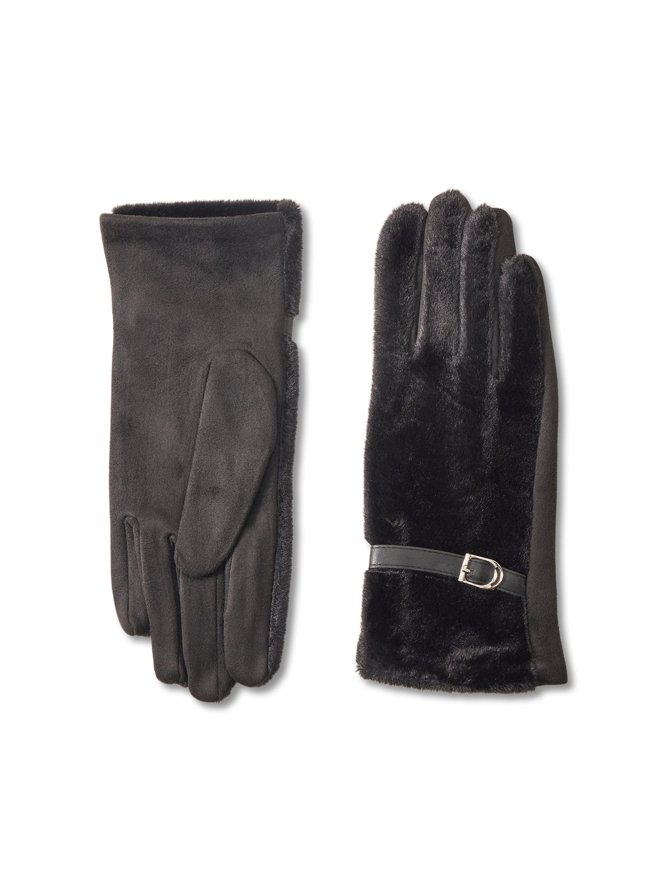 Evie Faux Fur Gloves Black