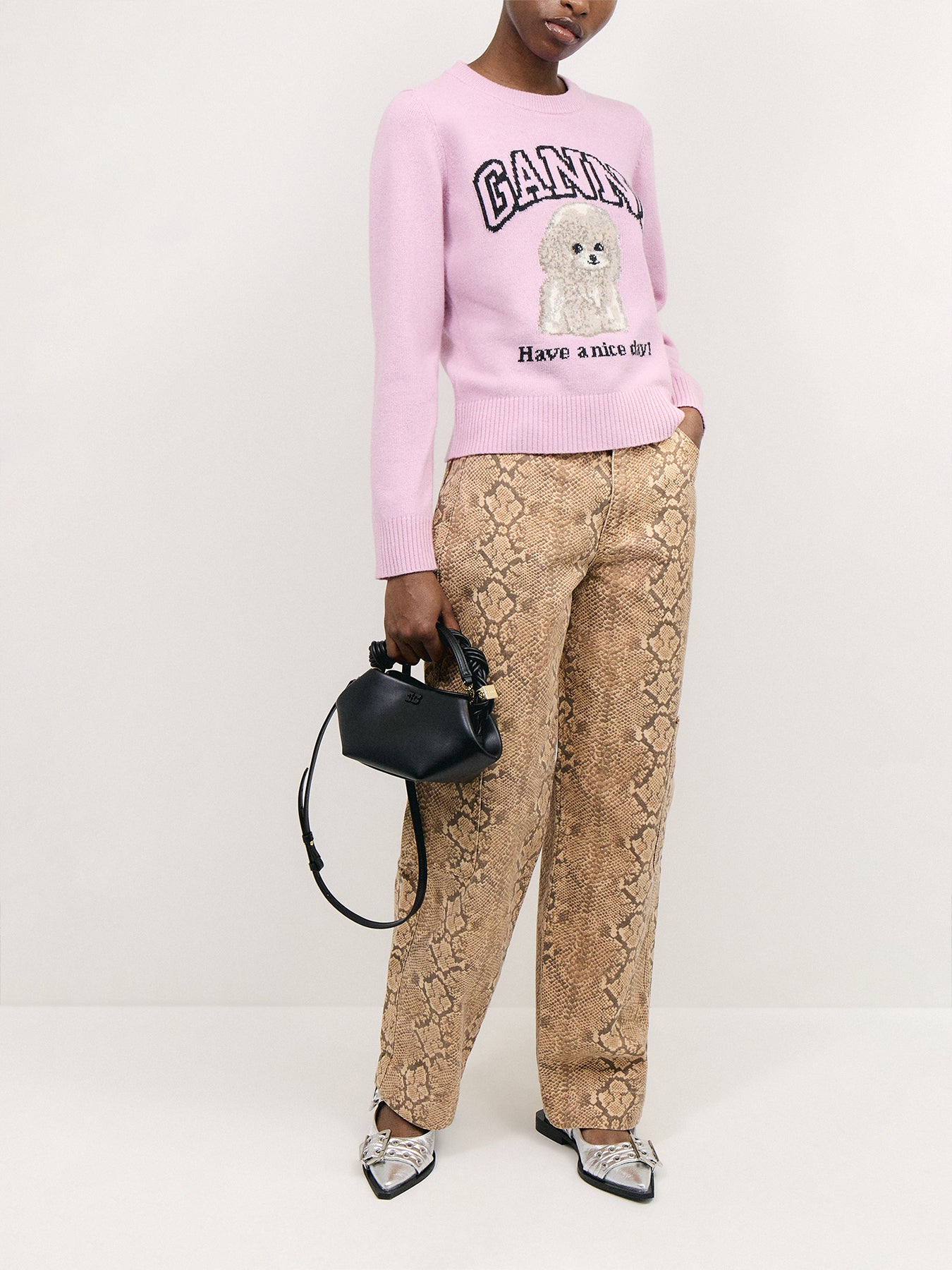 Graphic Wool Mix Poodle Crewneck