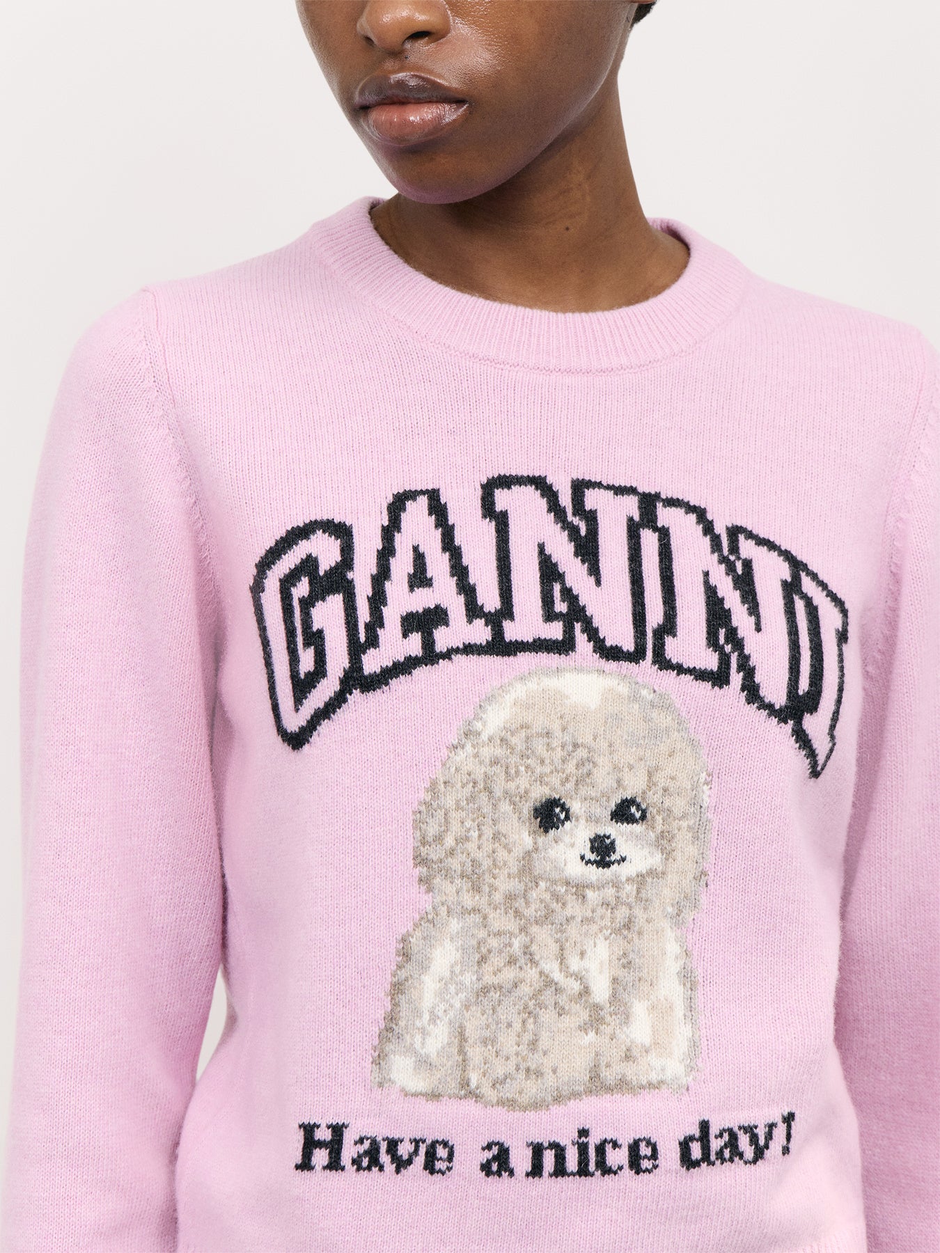 Graphic Wool Mix Poodle Crewneck