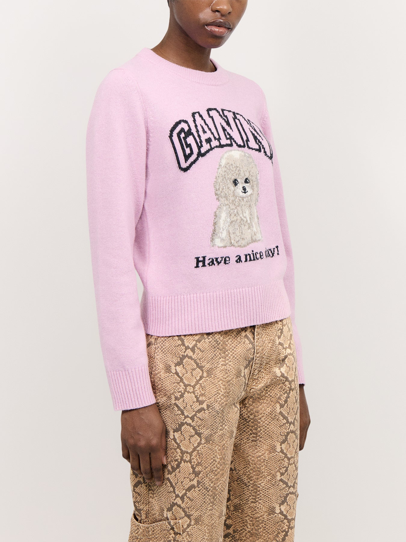 Graphic Wool Mix Poodle Crewneck