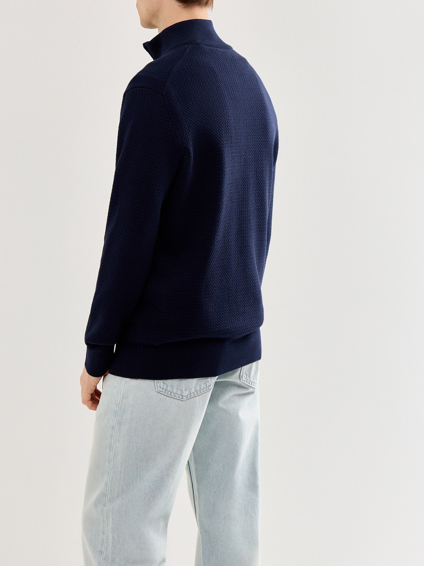 Textured Cotton 1/4 Zip Knitwear