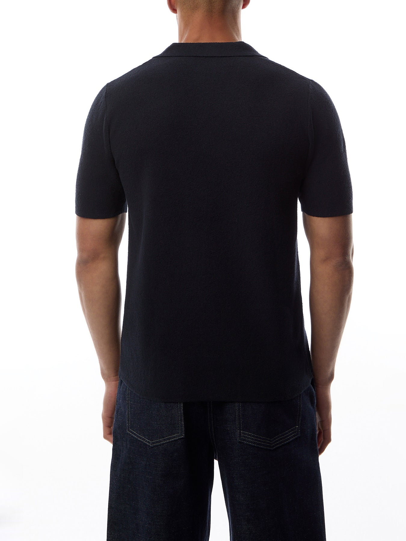 Revere Collar Knitted Short Sleeves Shirt