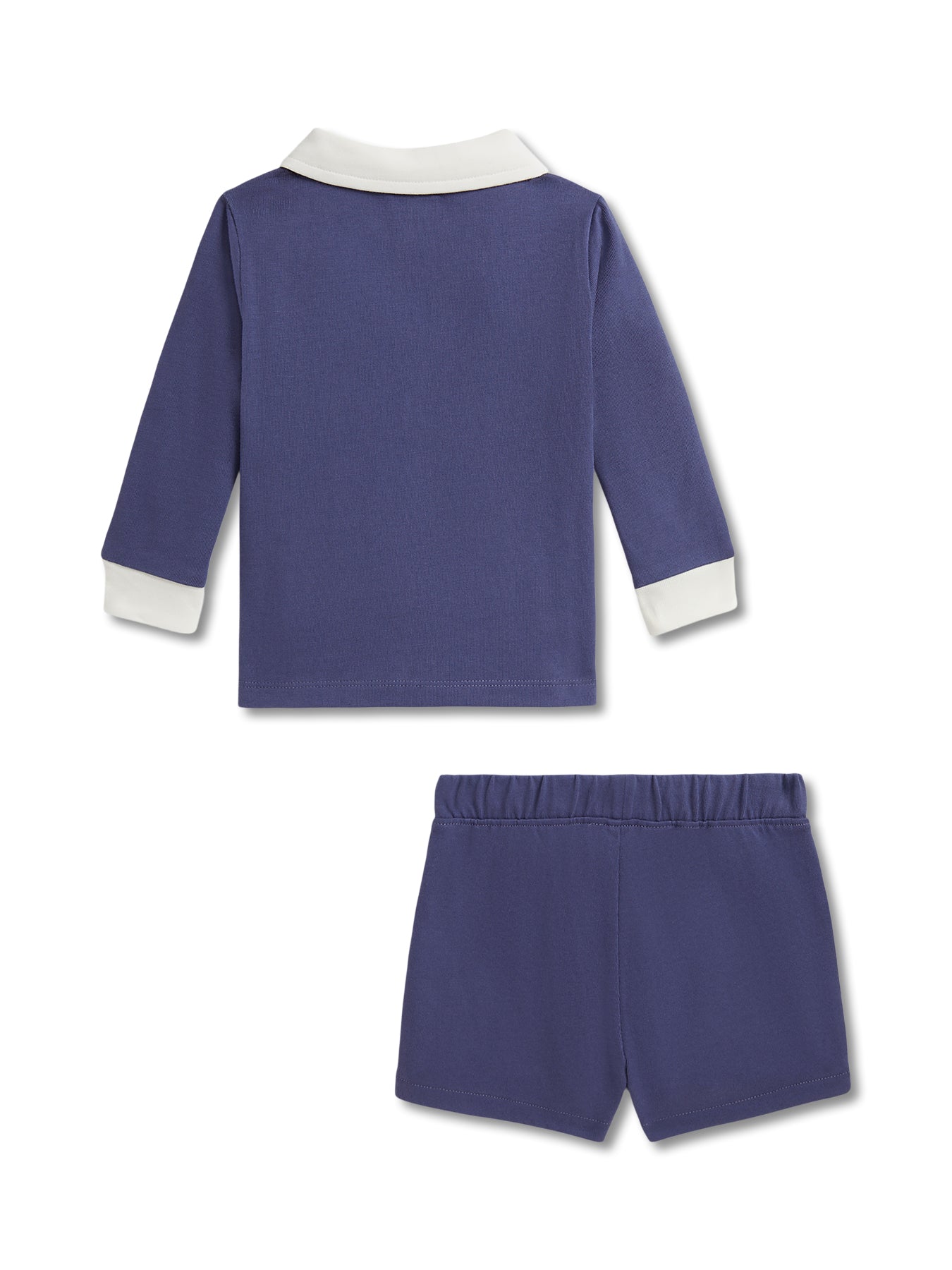 Blue Embroidery Piece Long Sleeve Shirt and Shorts Jersey Set