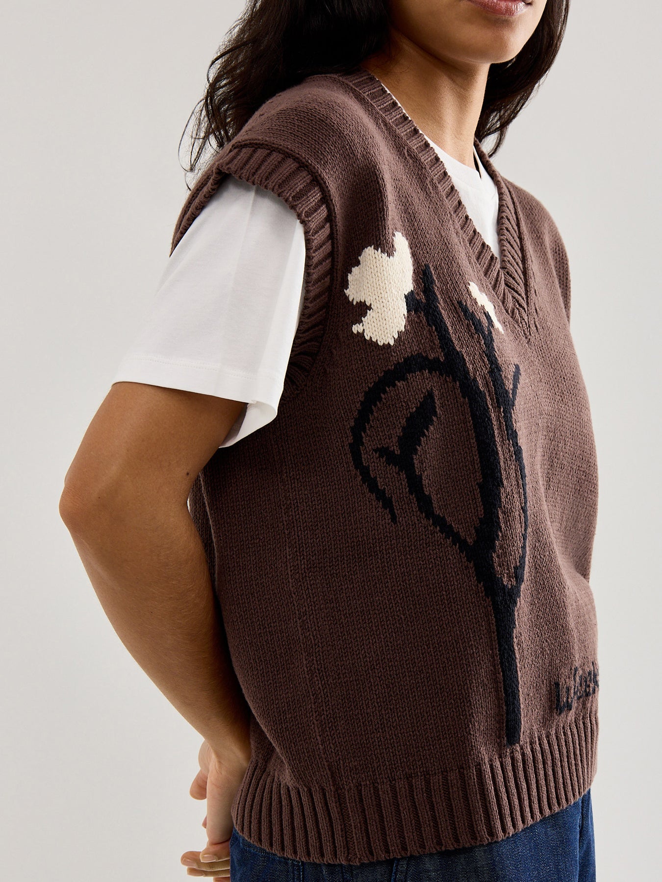 Weekend Crusca Waistcoat Knit With Flower