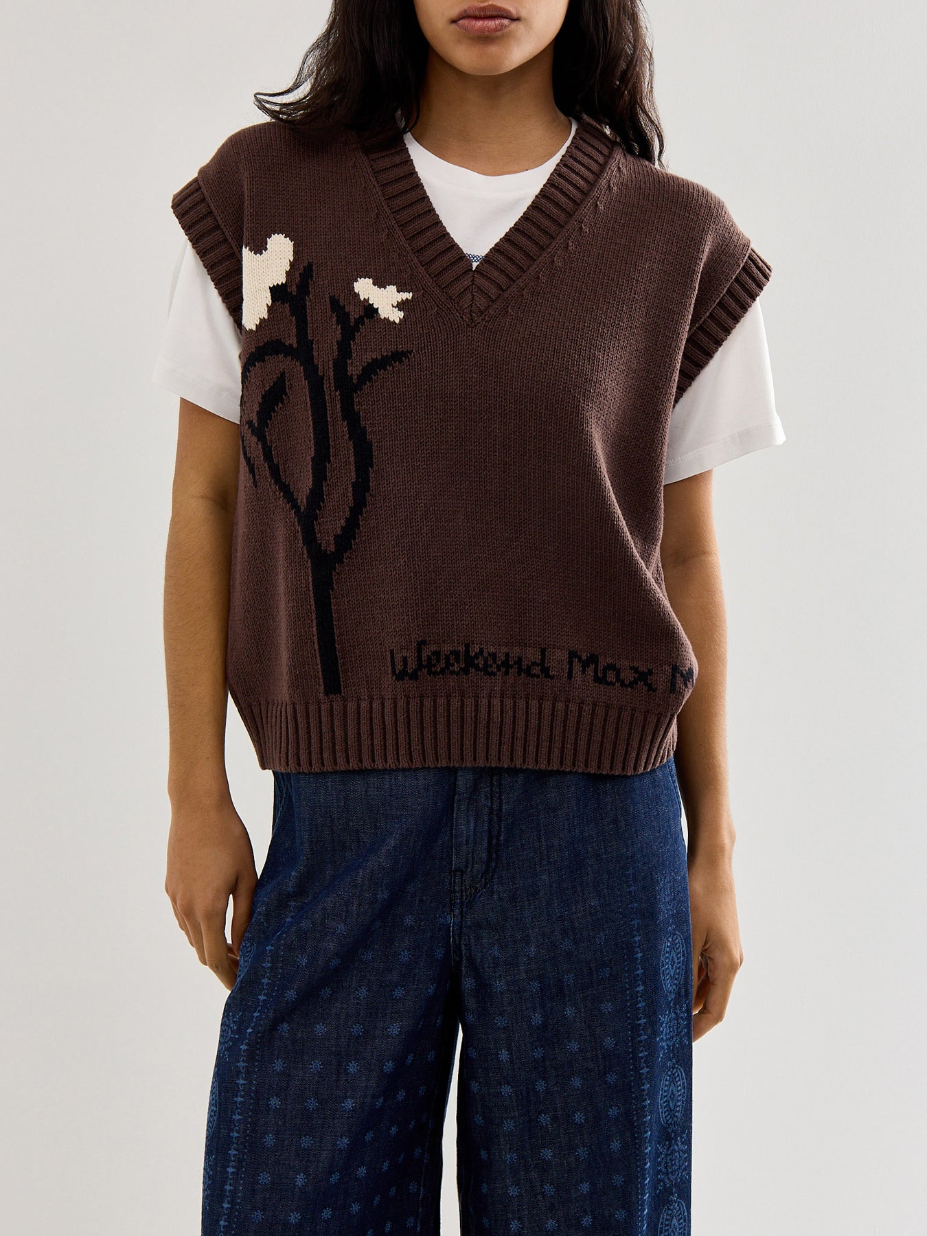 Weekend Crusca Waistcoat Knit With Flower