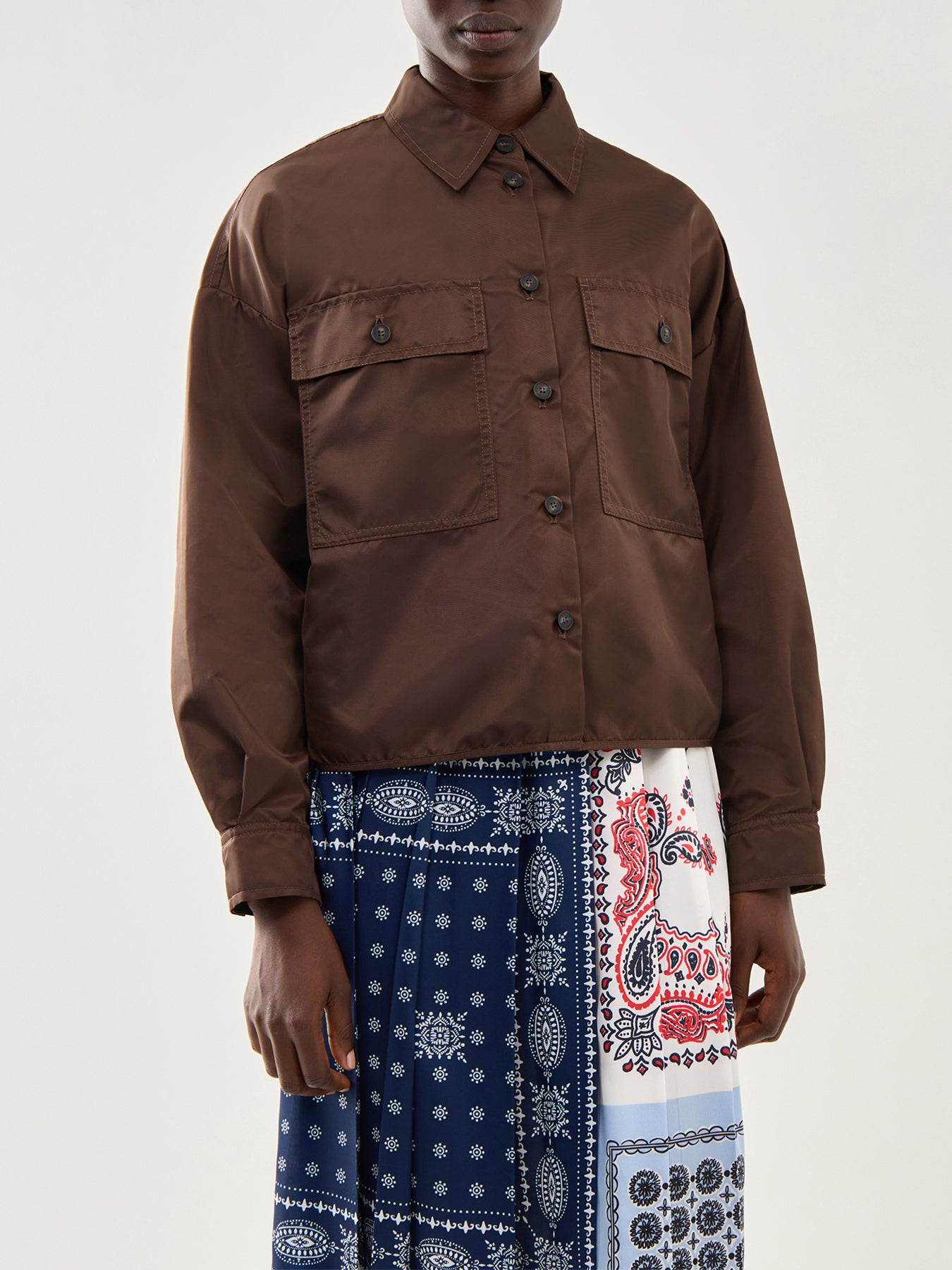 Vivetta Nylon Shirt Jacket Chocolate
