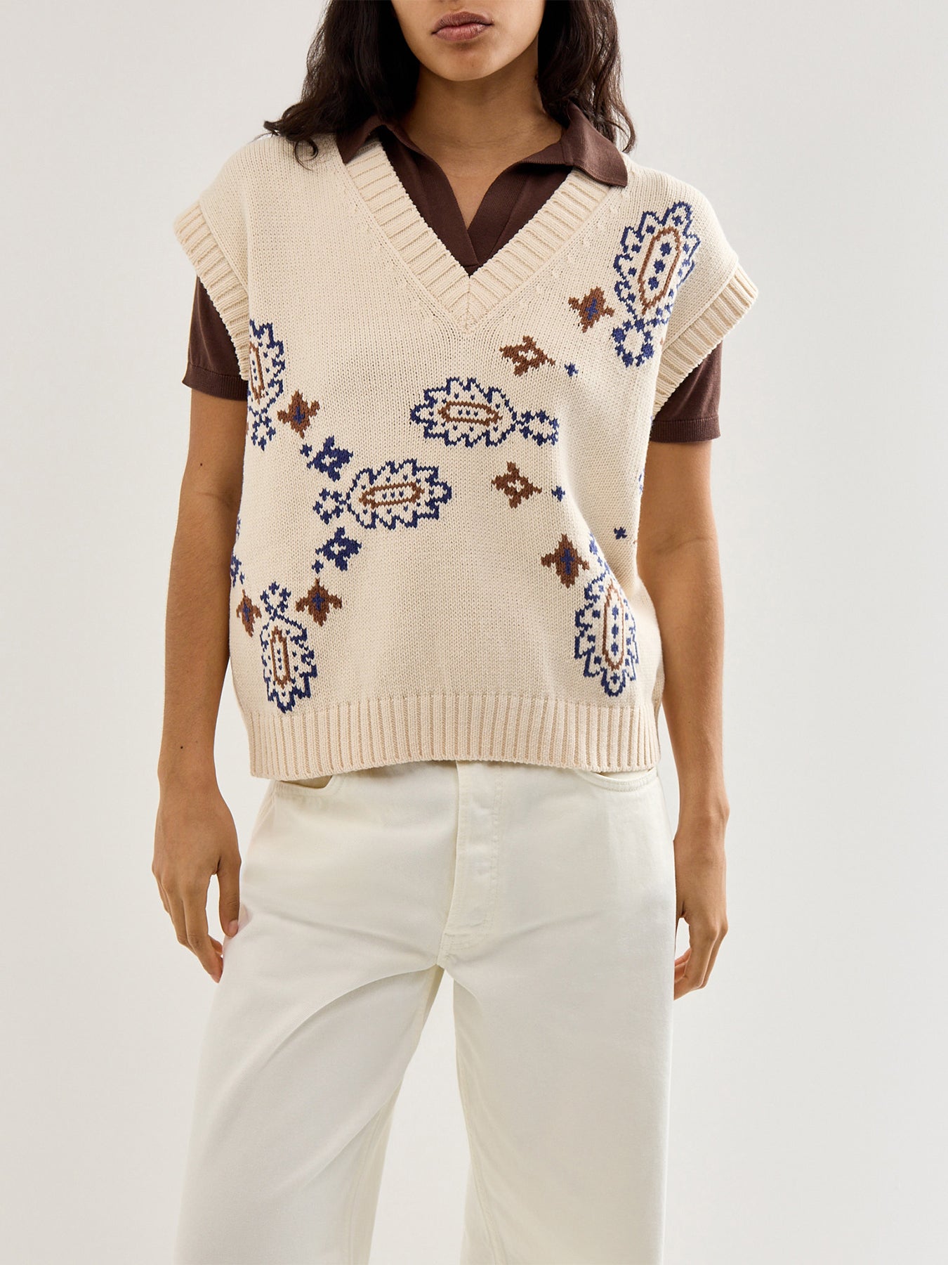 Weekend Crusca Waistcoat Knit With Bandana Print