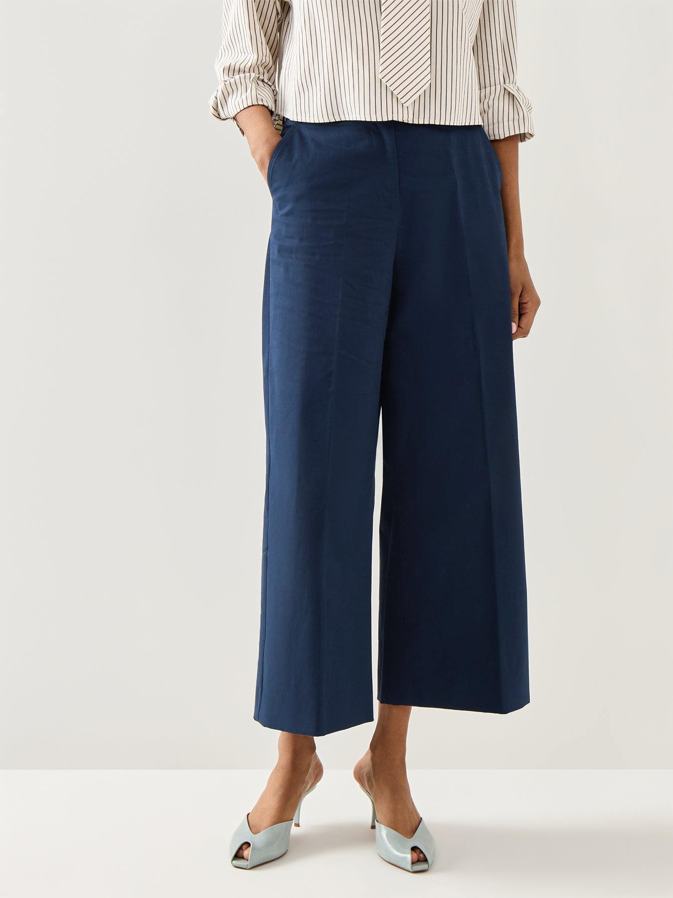 Urial Tailored Wide Leg Cropped Trouser Blue