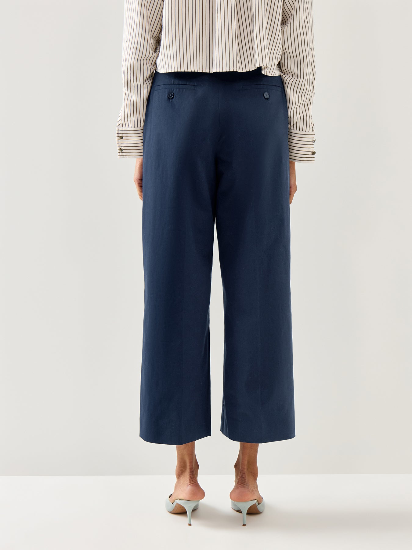 Urial Tailored Wide Leg Cropped Trouser Blue