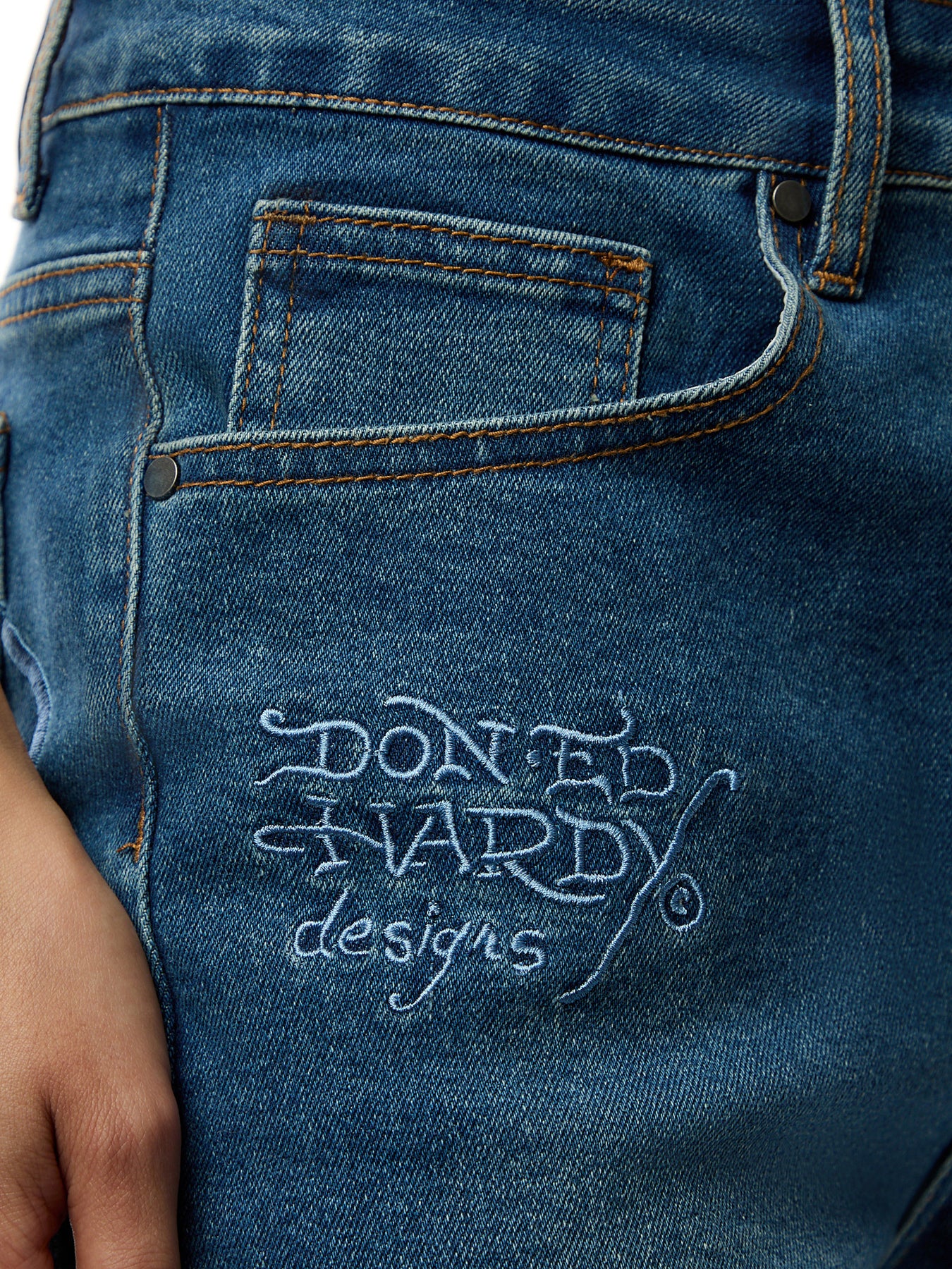 Womens Jumping Koi Denim Flared Jeans