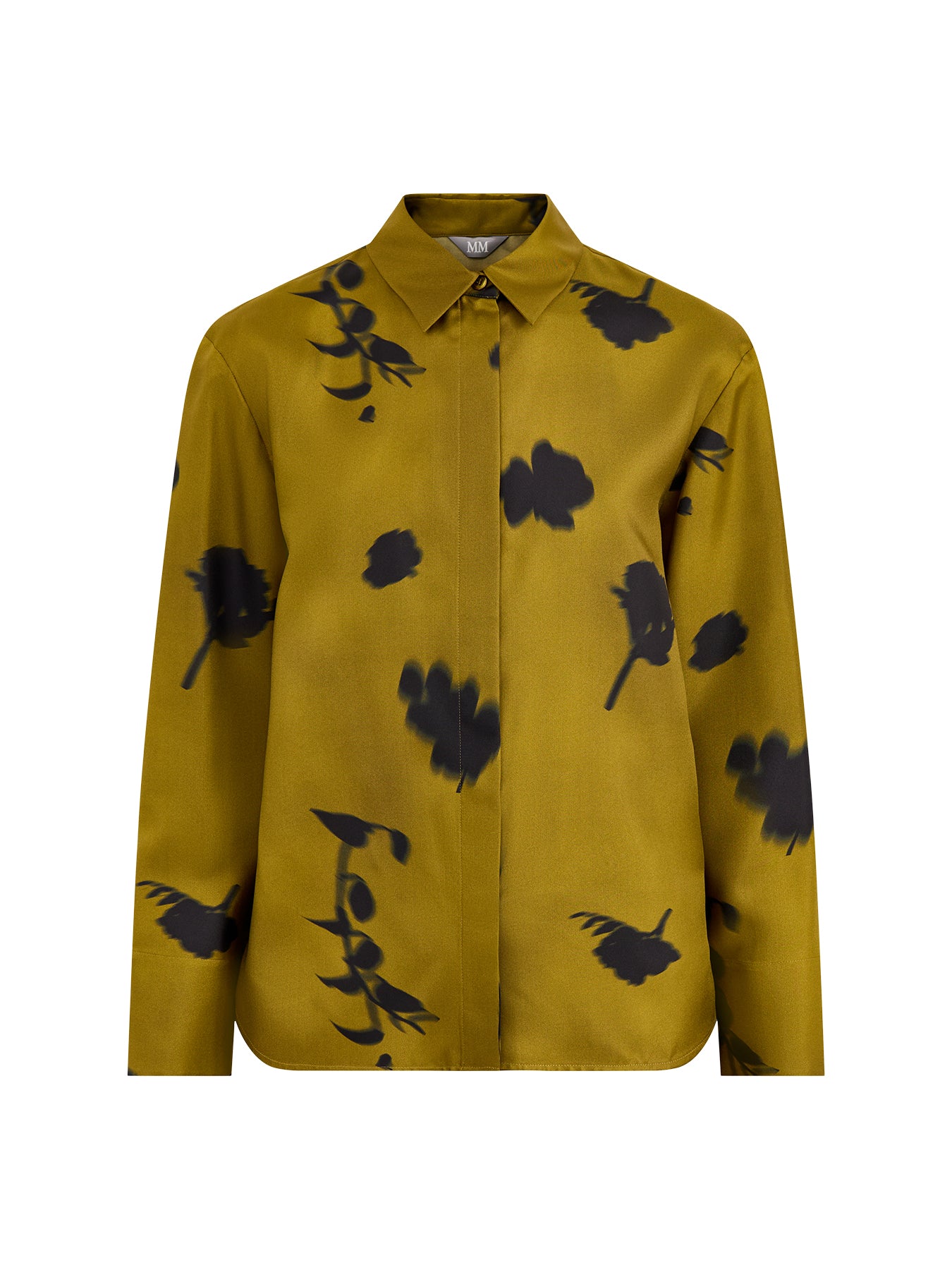 Eraclea Silk Printed Shirt Olive Green