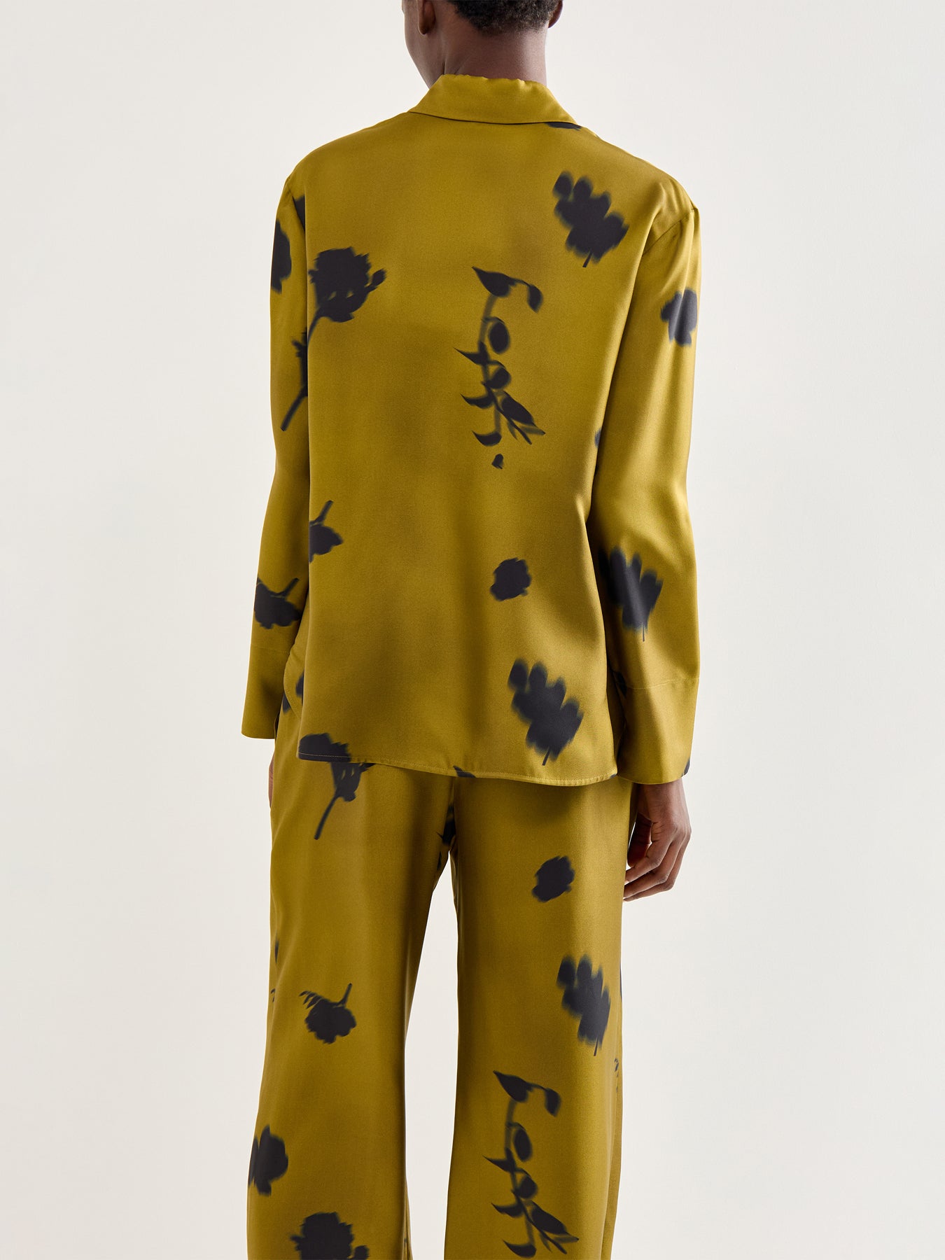 Eraclea Silk Printed Shirt Olive Green