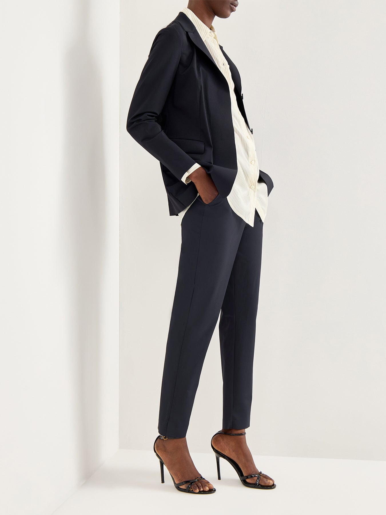 Quirino Nylon Stretch Slim Leg Trousers Black