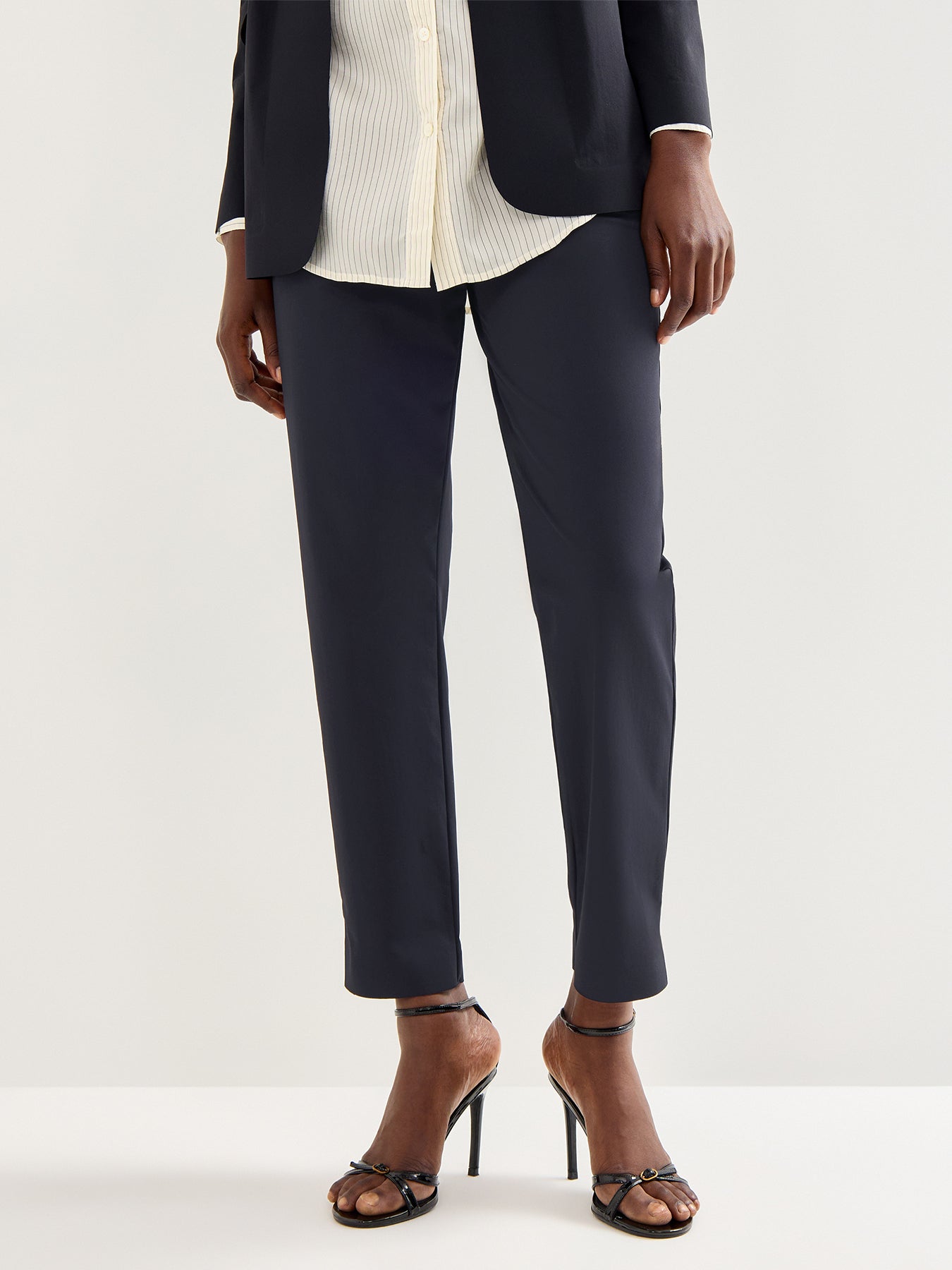 Quirino Nylon Stretch Slim Leg Trousers Black