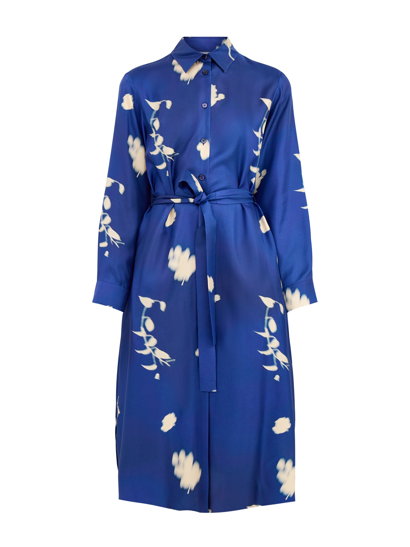 Jadi Silk Printed Shirt Dress China Blue