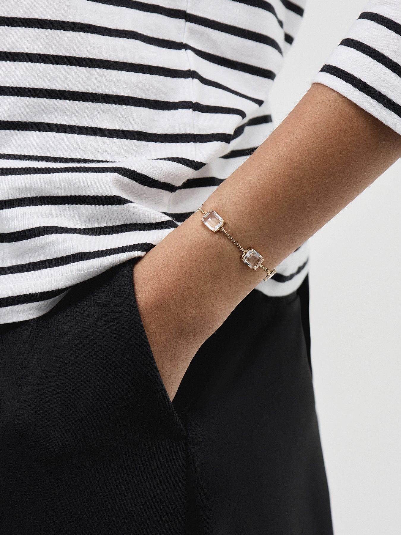 Multi-Stone Flex Bracelet Gold/Crystal