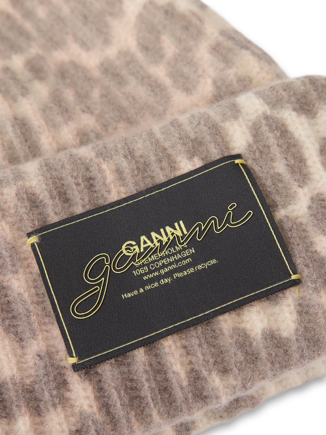 Graphic Wool Mix Printed Leopard Beanie