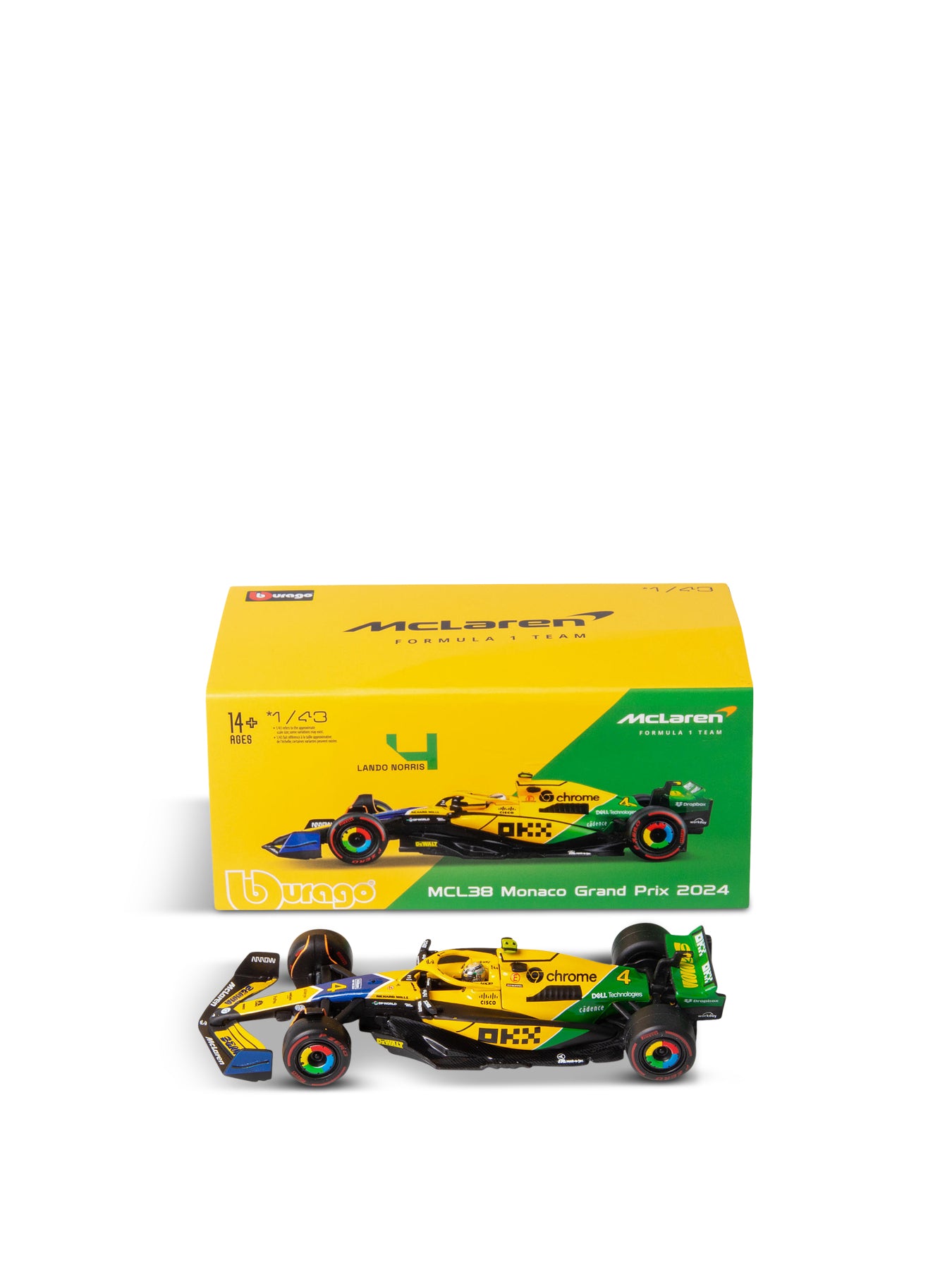 1:43 F1 McLaren 2024 in Senna Livery With Lando Norris Car Model