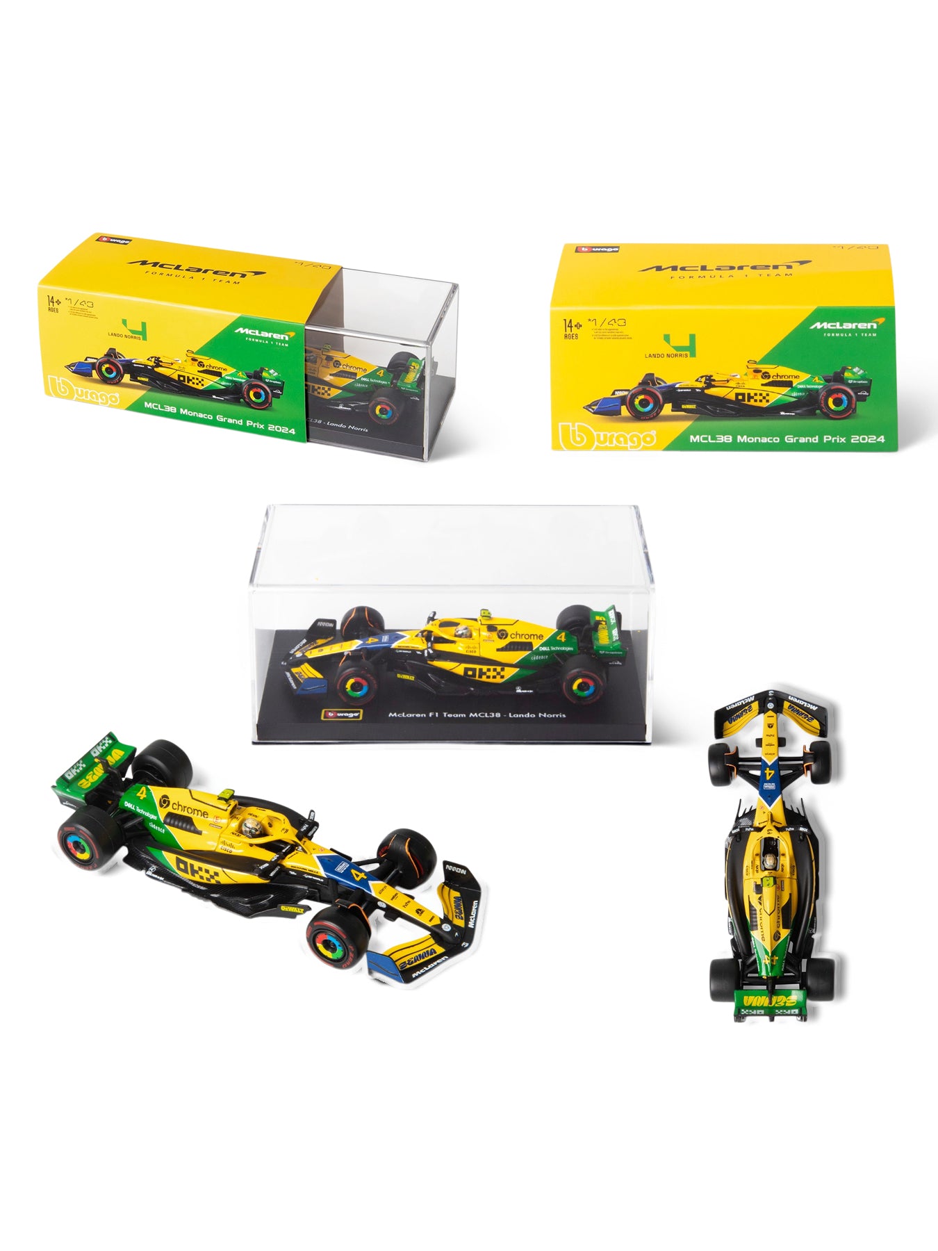 1:43 F1 McLaren 2024 in Senna Livery With Lando Norris Car Model