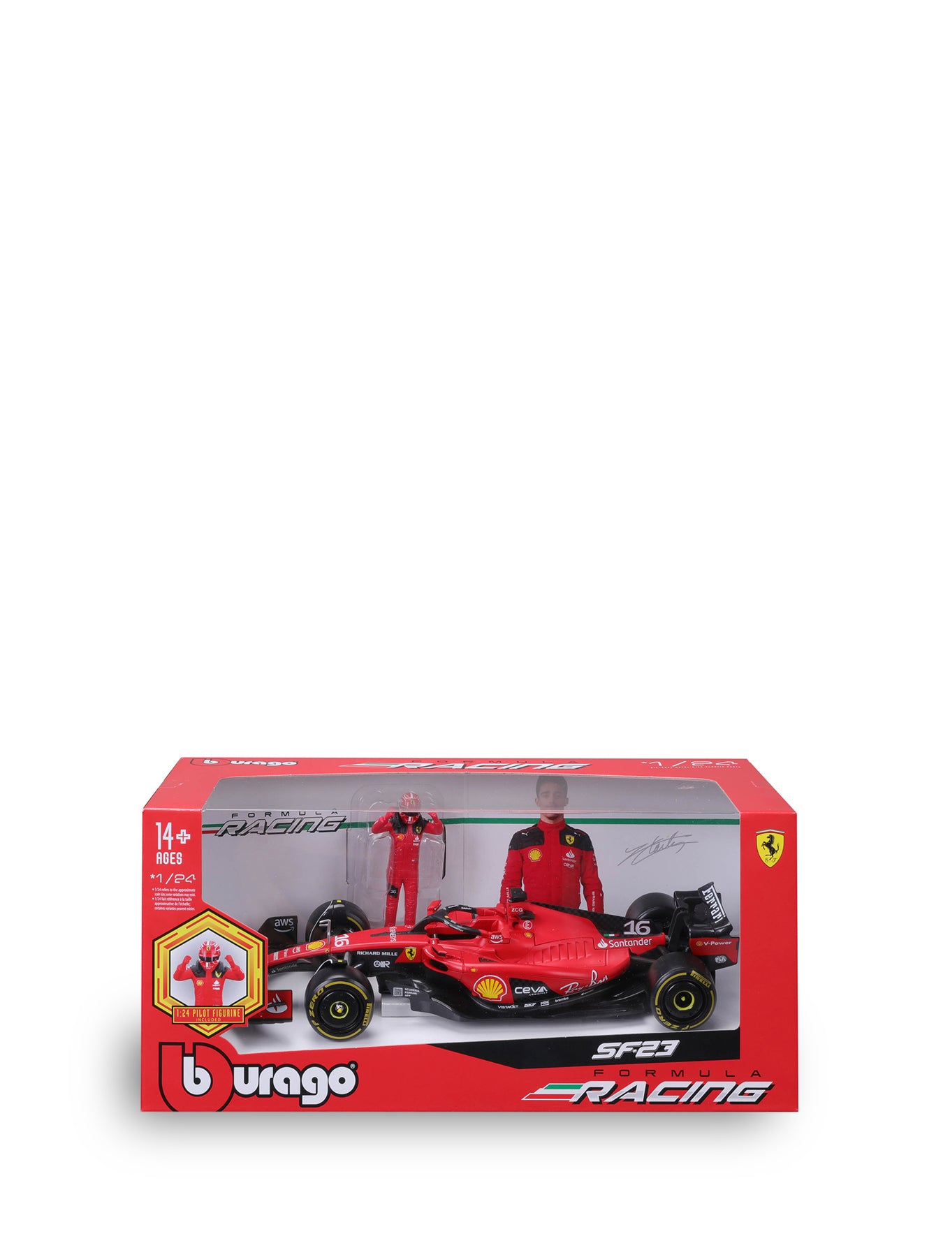 1:24 F1 Ferrari With Driver Figure Leclerc Model Car