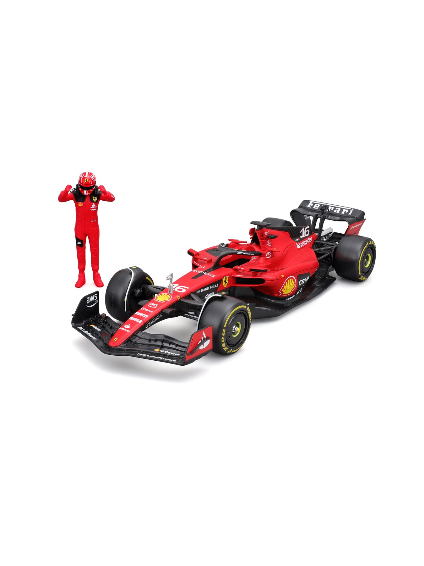 1:24 F1 Ferrari With Driver Figure Leclerc Model Car