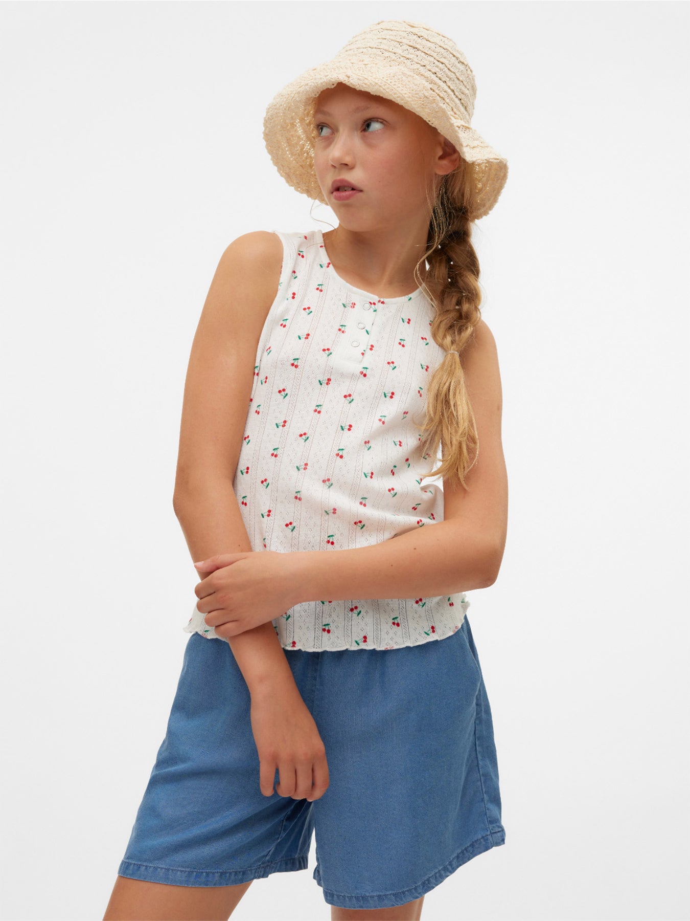 Marie Button Top Snow White