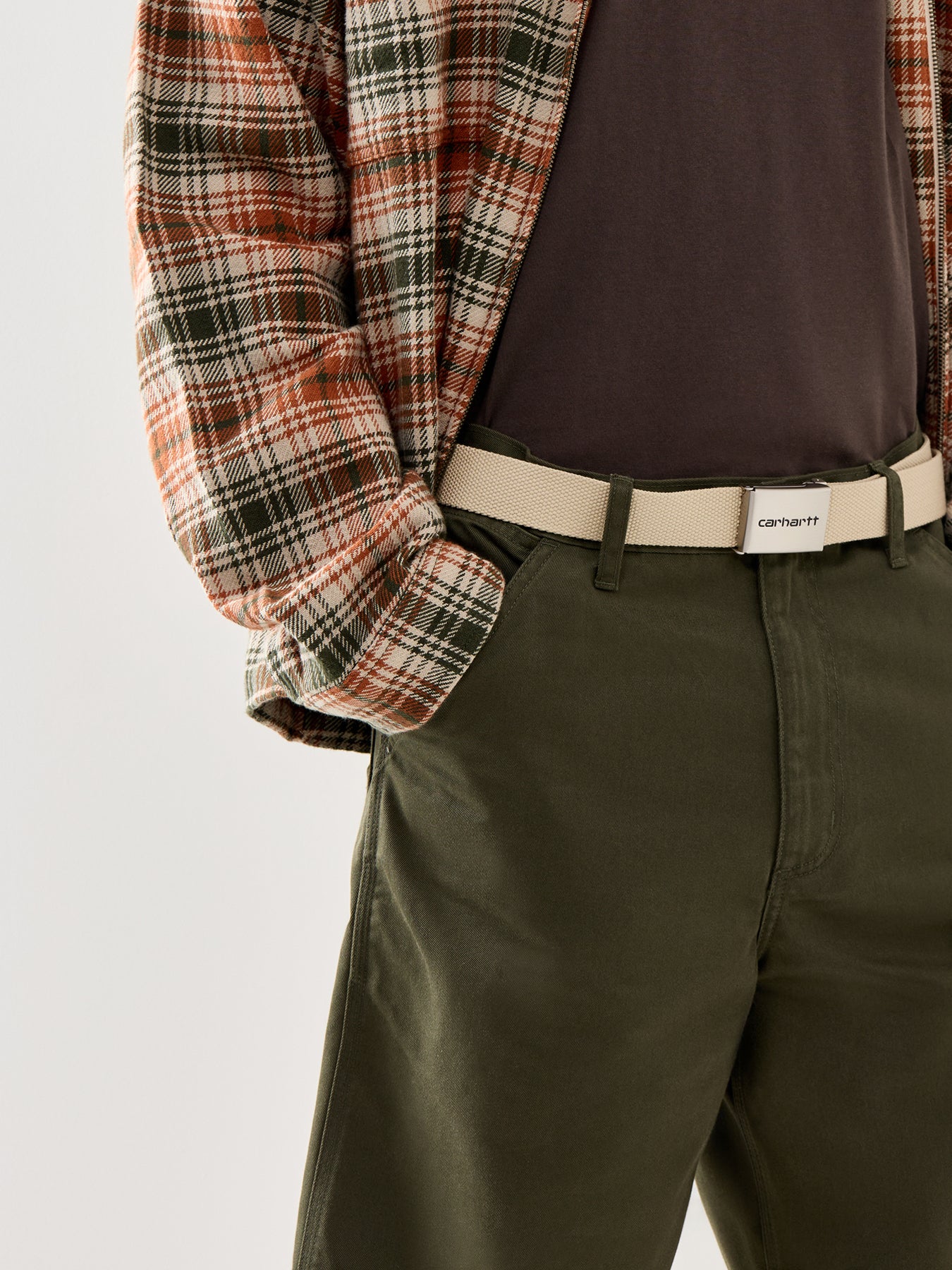 Clip Belt Chrome Buckle Beige