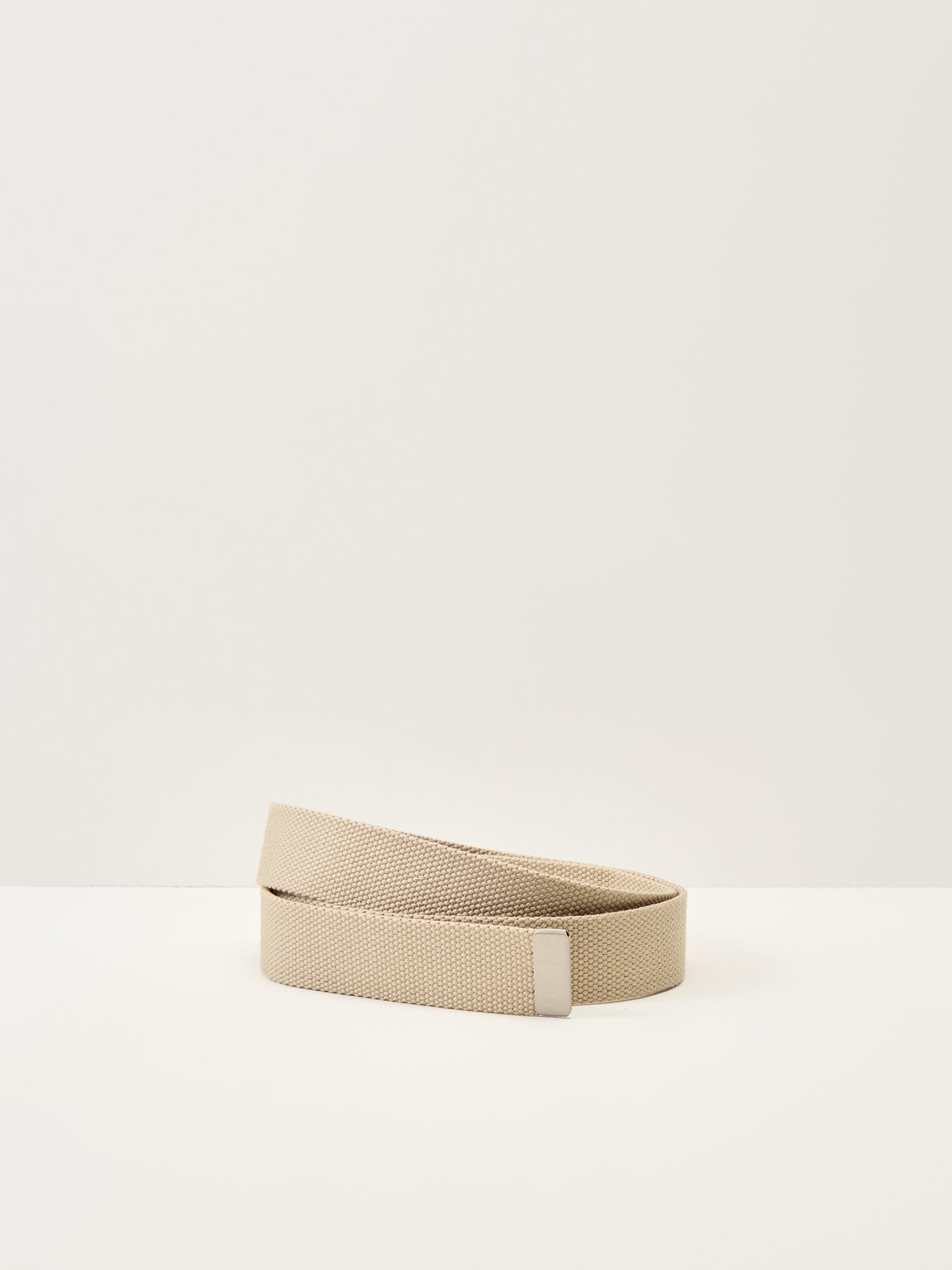 Clip Belt Chrome Buckle Beige