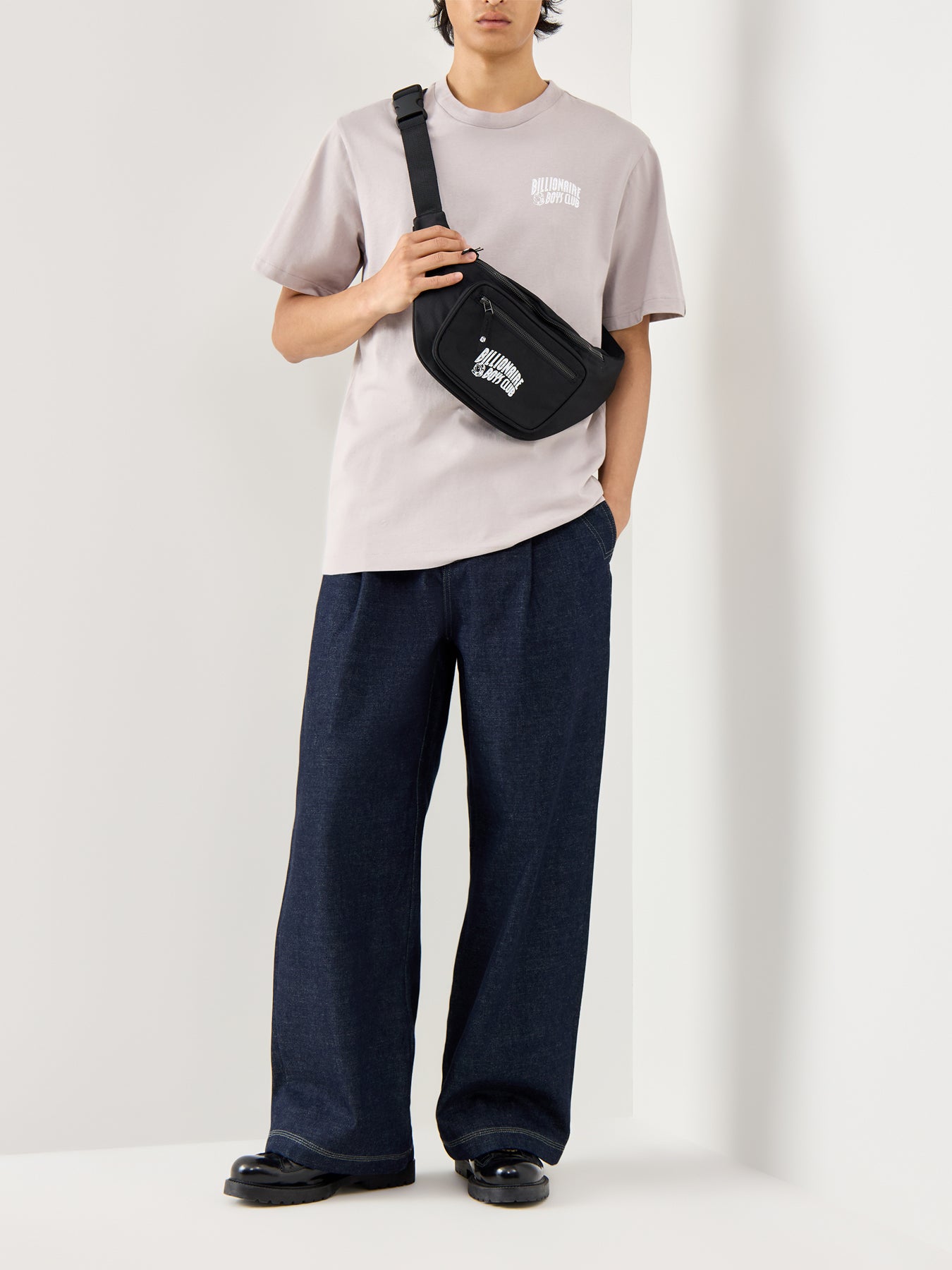 Flat Grey Cotton Small Arch Logo T-Shirt