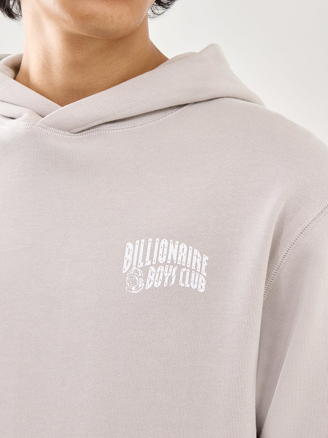 Flat Grey Cotton Small Arch Logo Hoodie