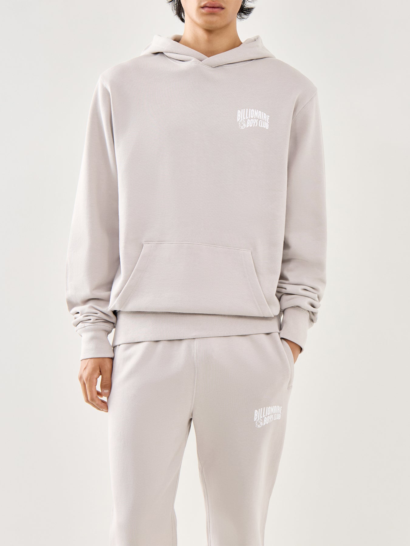 Flat Grey Cotton Small Arch Logo Hoodie