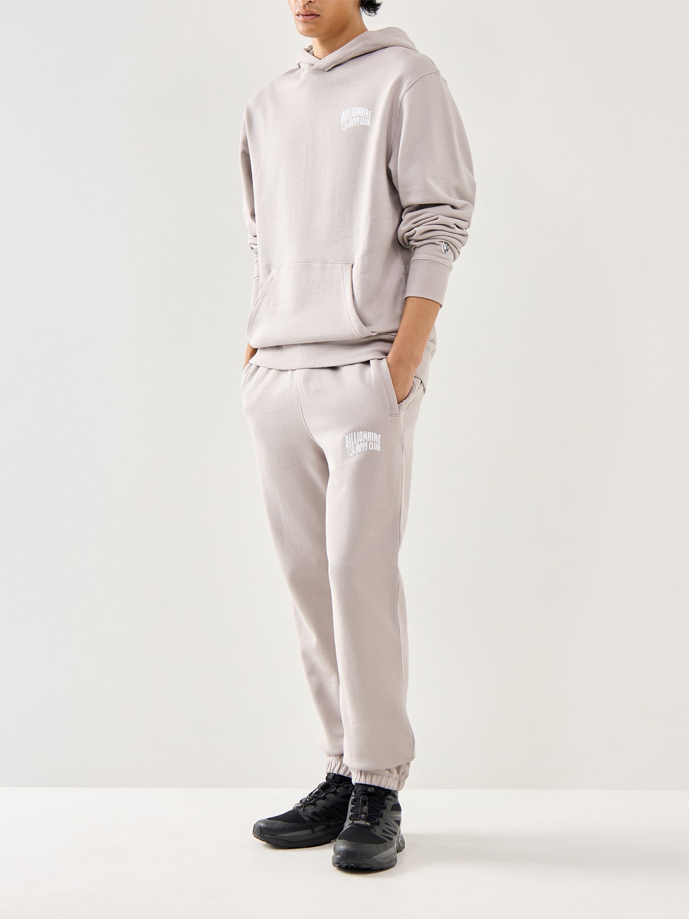 Flat Grey Cotton Small Arch Logo Sweatpants