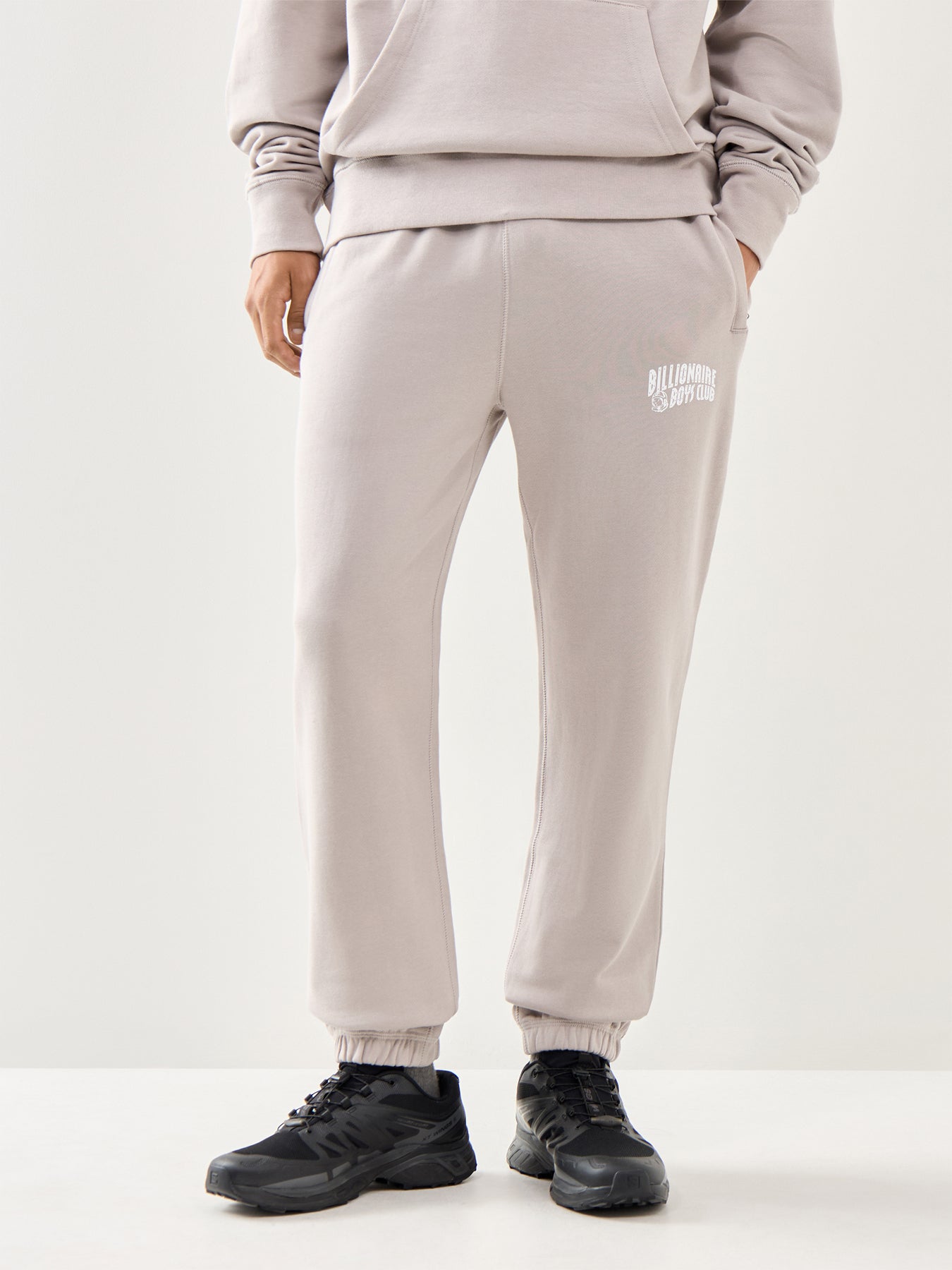 Flat Grey Cotton Small Arch Logo Sweatpants