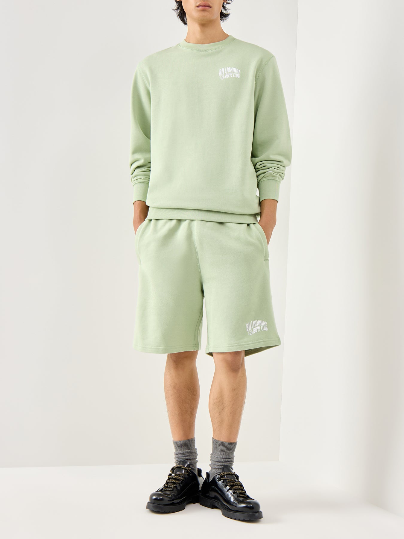 Pistachio Cotton Small Arch Logo Crewneck