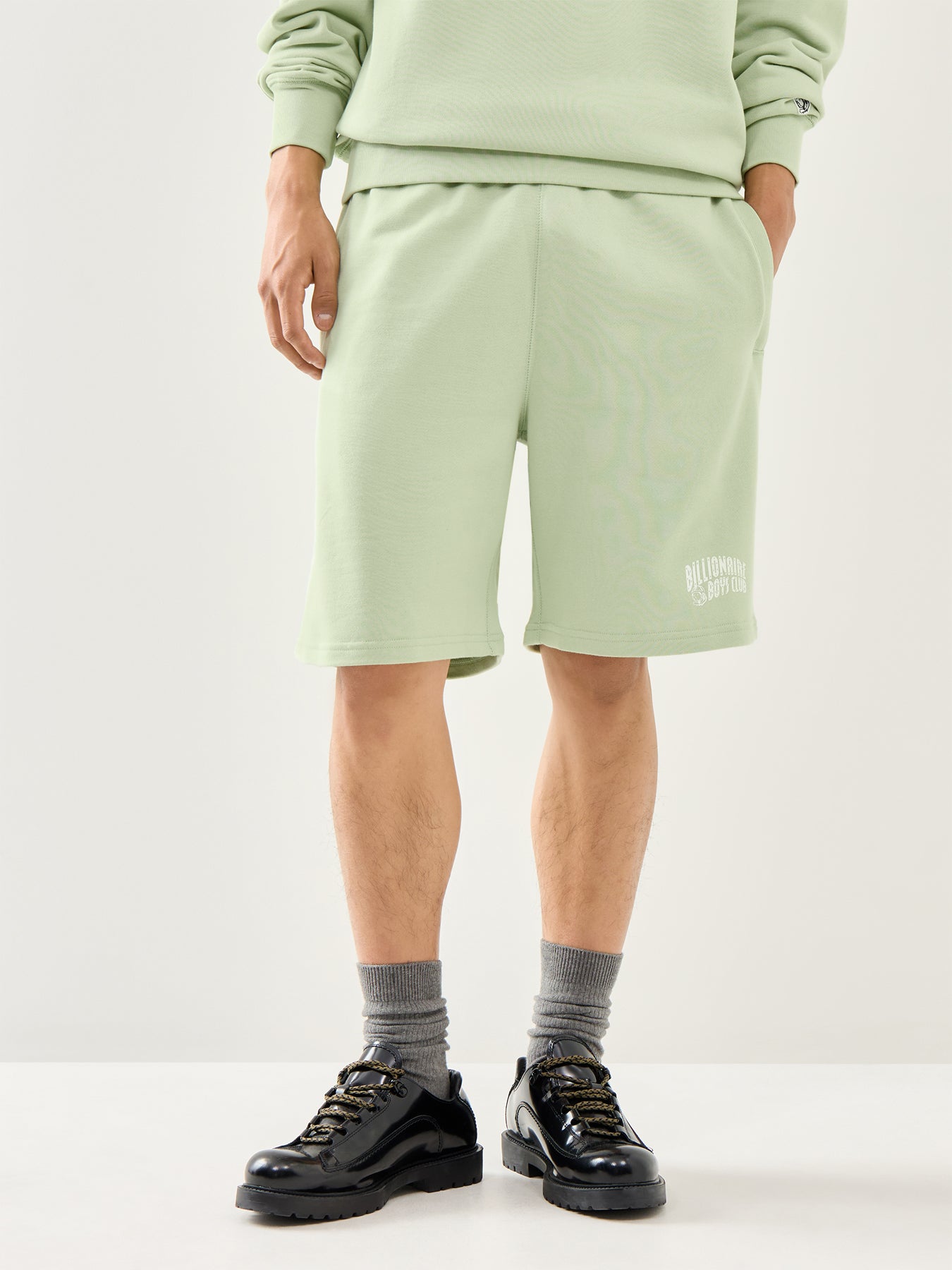Pistachio Cotton Small Arch Logo Shorts