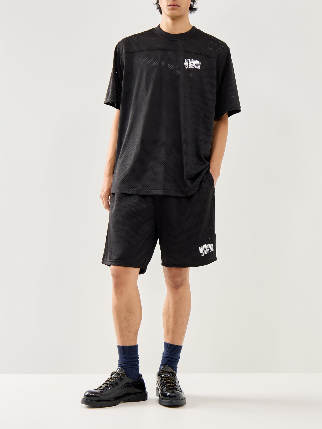 Black Cotton Small Arch Logo Woven Jersey