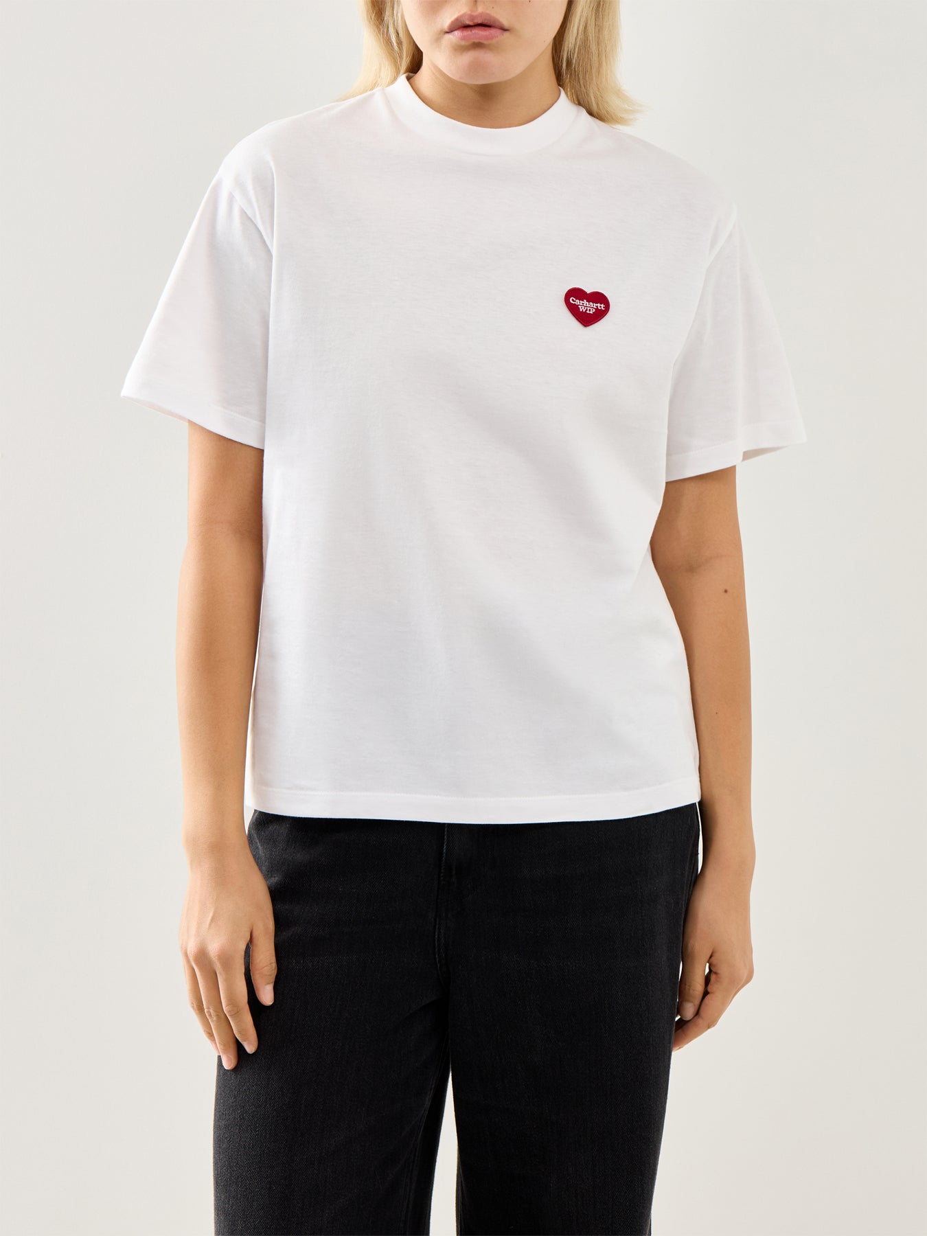 Short Sleeve Heart Patch T-Shirt White