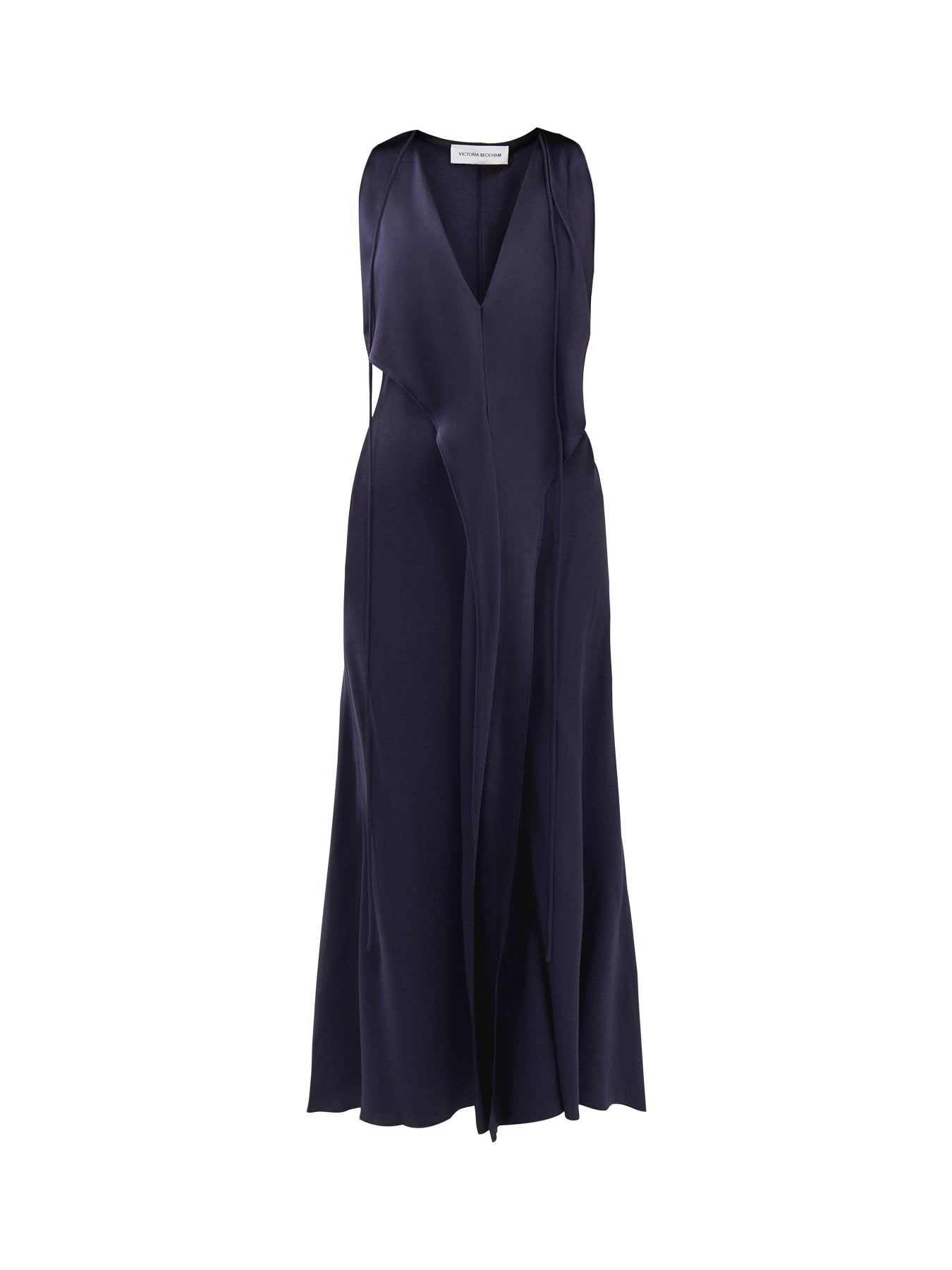 SLEEVELESS DRAPED V-NECK MIDI GOWN