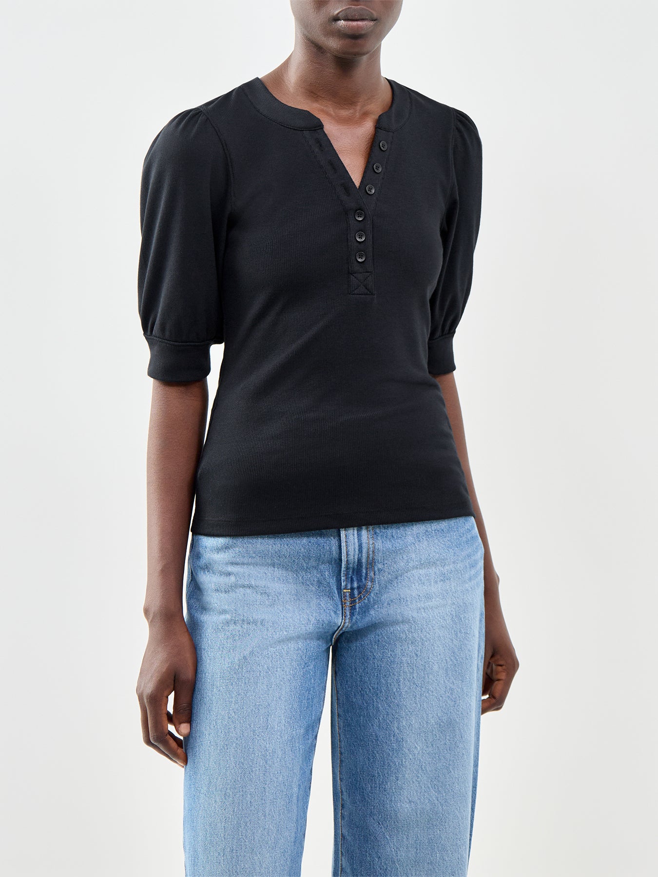 Jewel Knit Short Sleeve Top Black