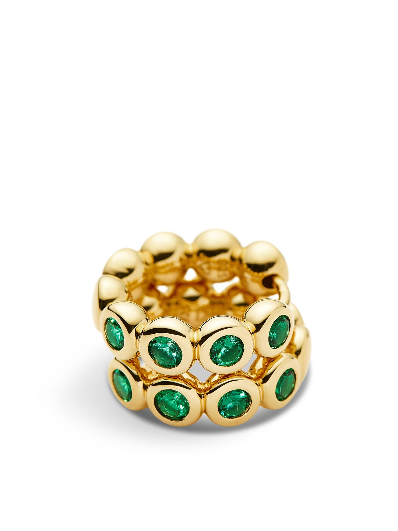 Tennis Small Hoop Earrings Gold/Green