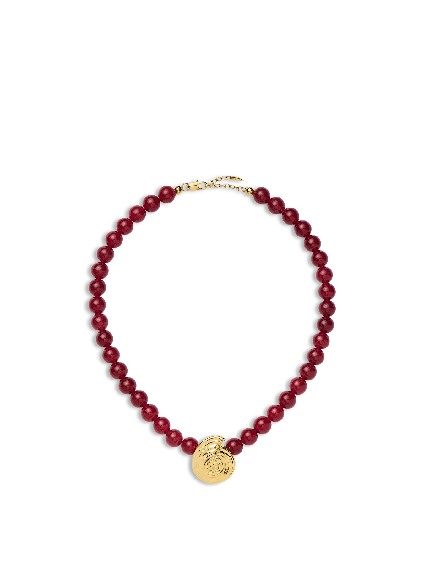 Spiral Red Beaded Pendant Necklace
