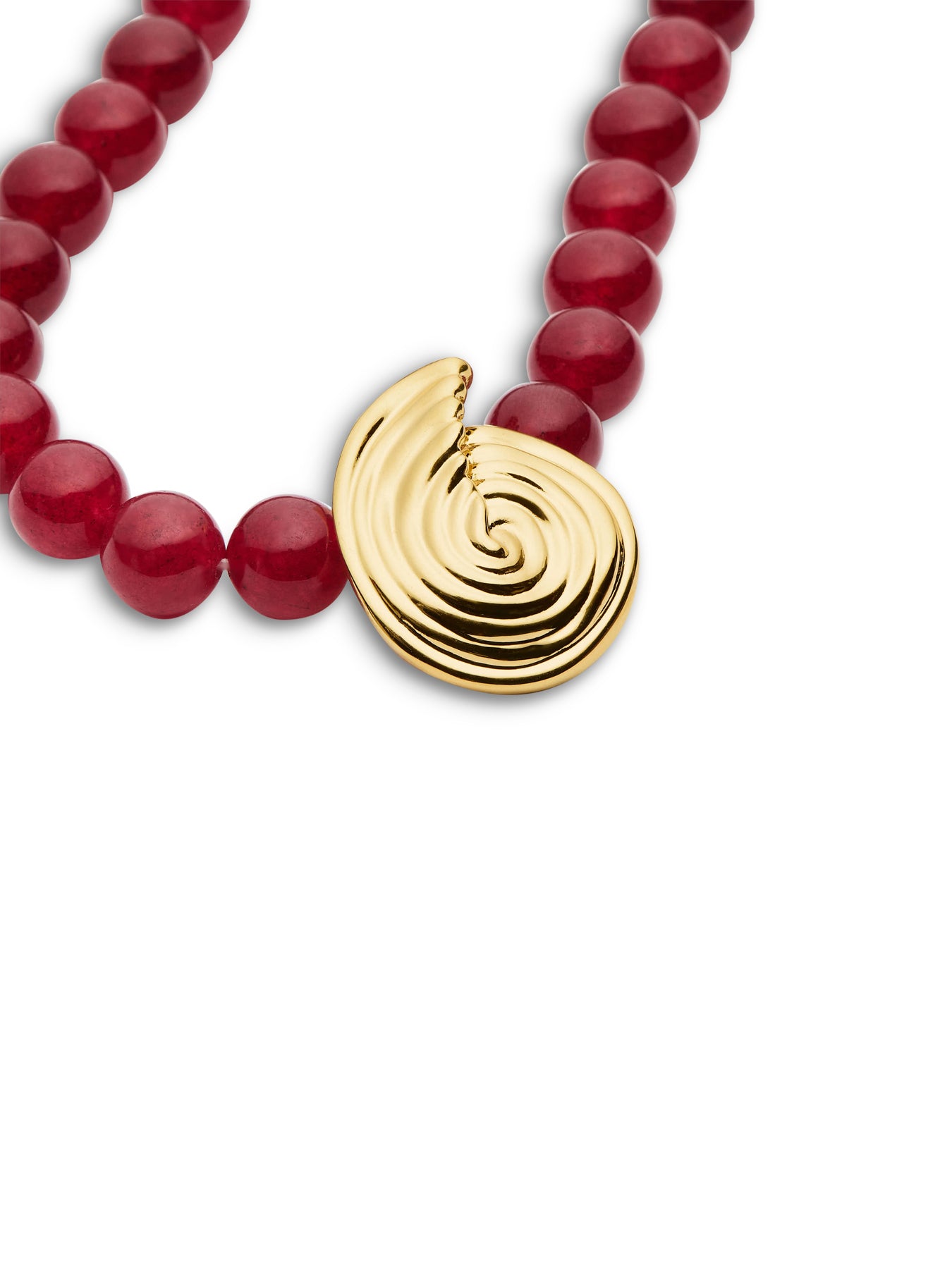 Spiral Red Beaded Pendant Necklace