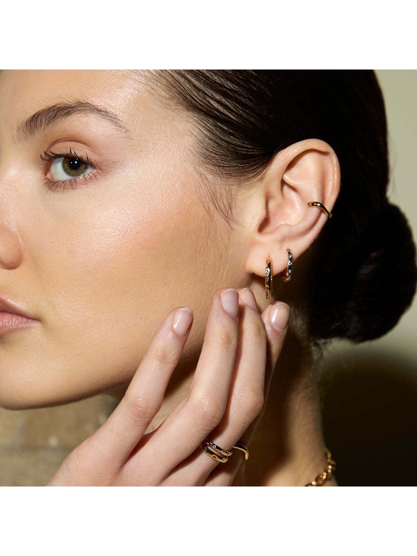 Molten Texture Opal Hoop Earrings