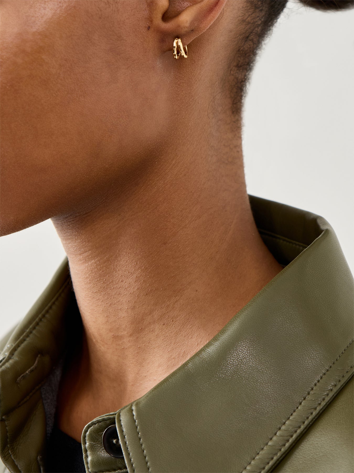 Gold Molten Texture Illusion Huggies Earrings