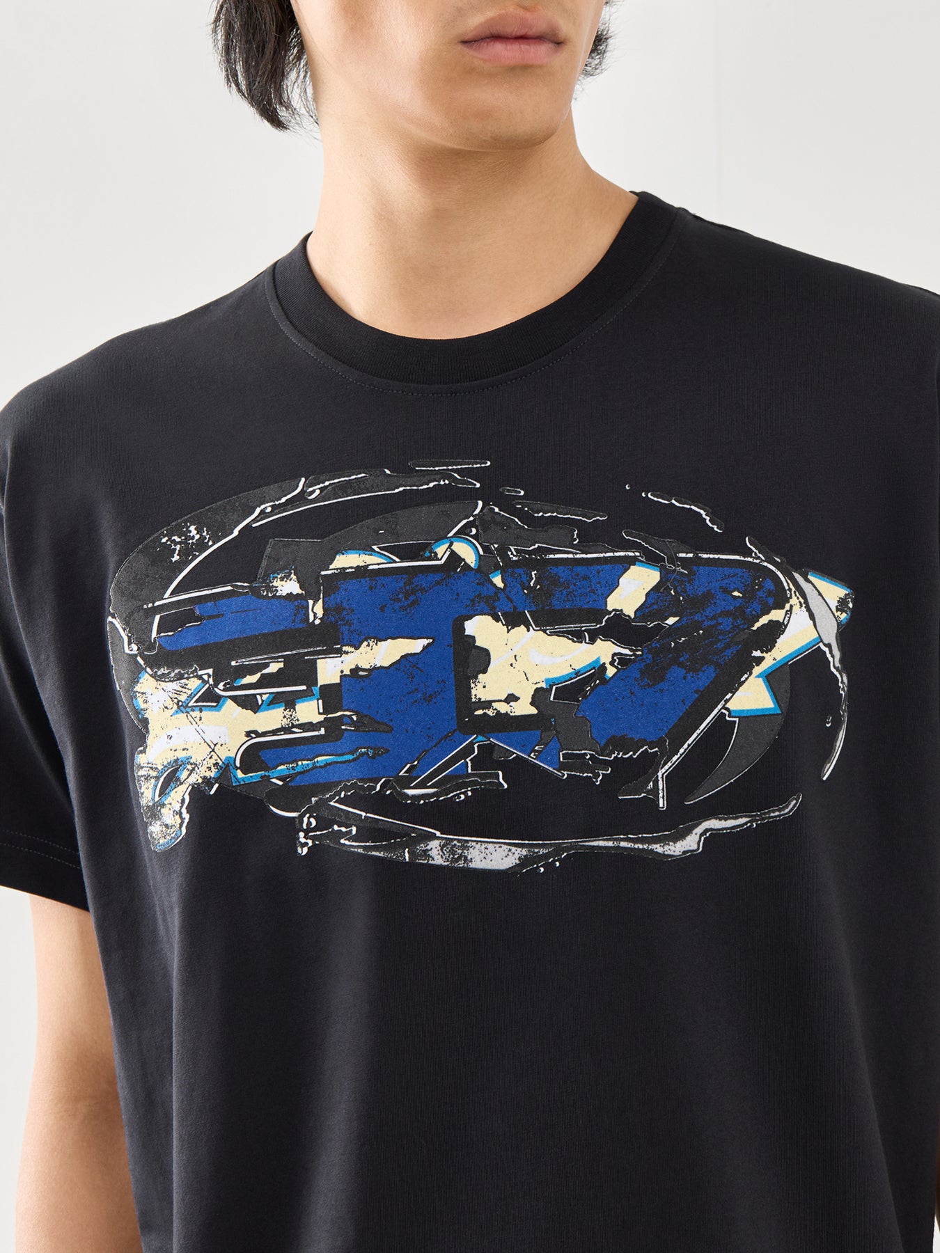 Cotton Black T-Norm-T11 Big D T-Shirt