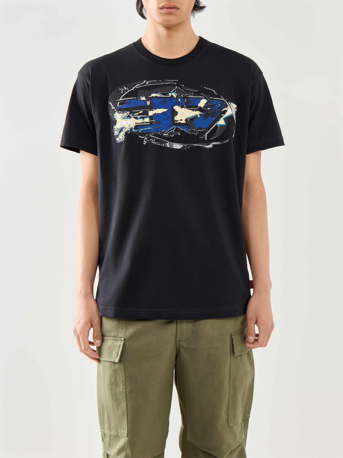 Cotton Black T-Norm-T11 Big D T-Shirt