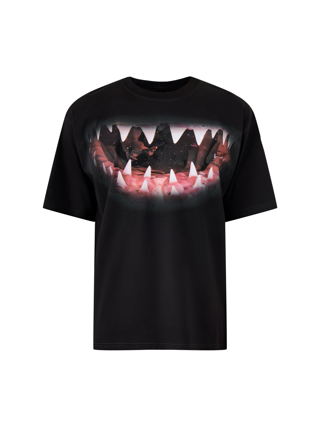 T-Boxt-T21 Shark Mouth Cotton Tee Black