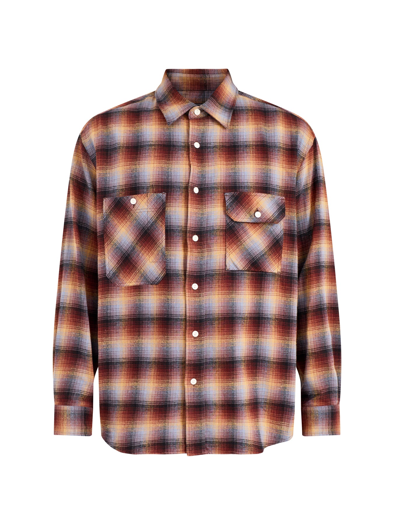 Flannel Check Work Shirt Brown