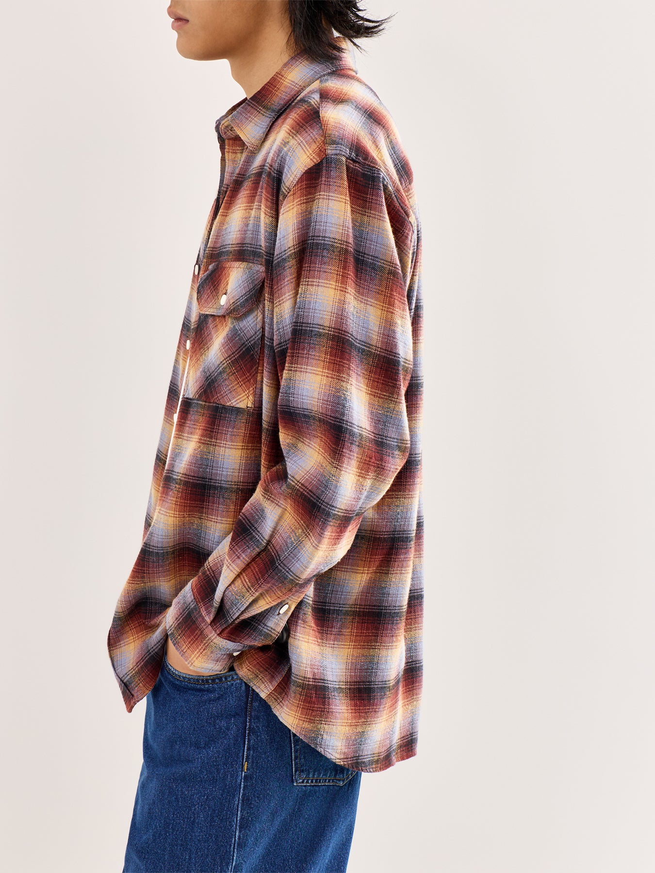 Flannel Check Work Shirt Brown